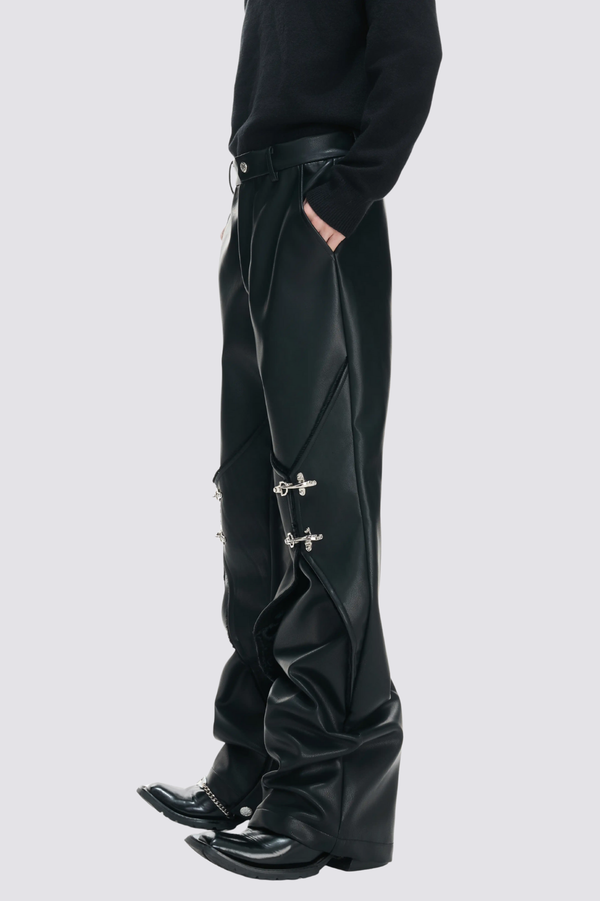 Structured Ease Leather Straight Pants