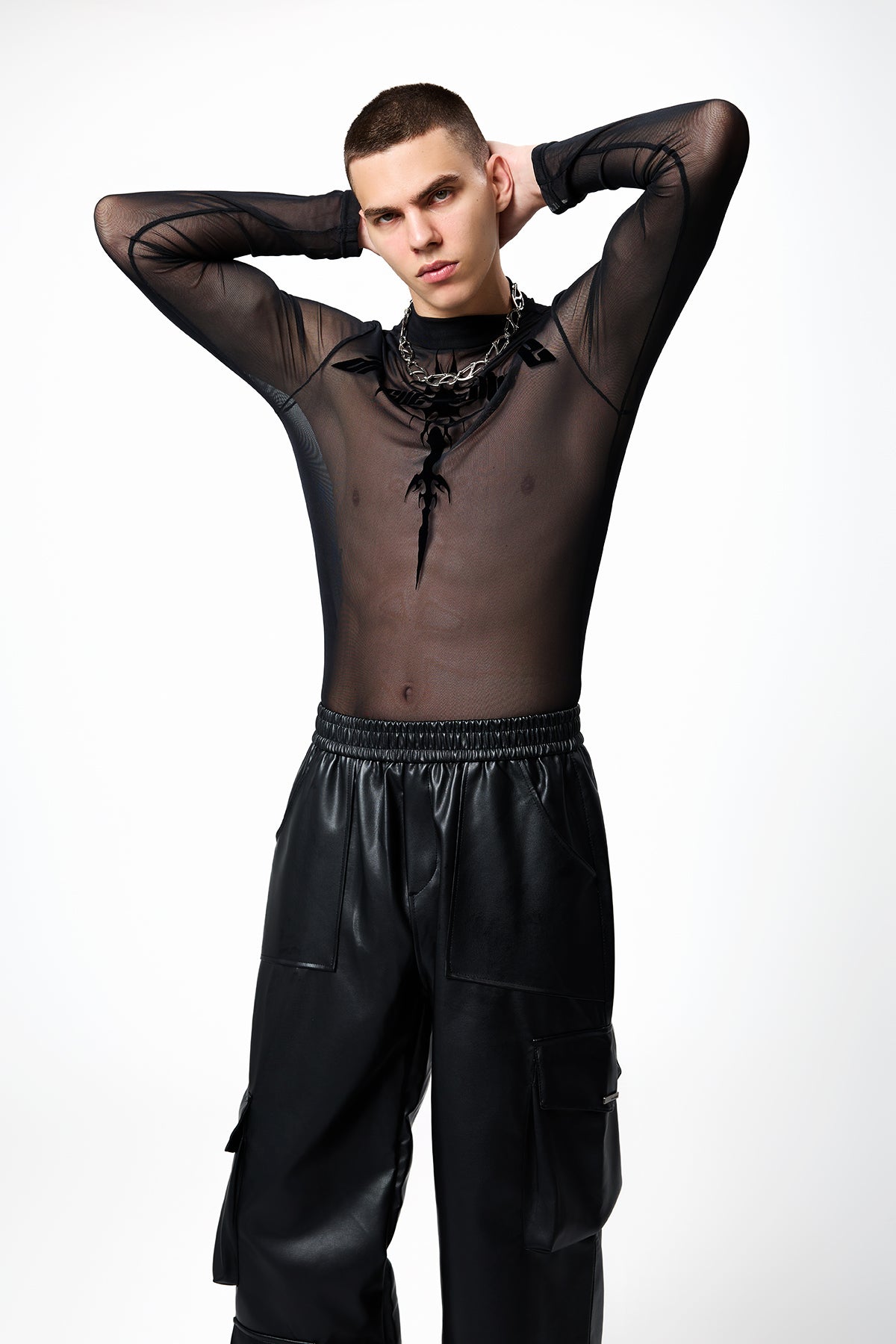 Subtle Screen Long Sleeve Gothic Mesh Top