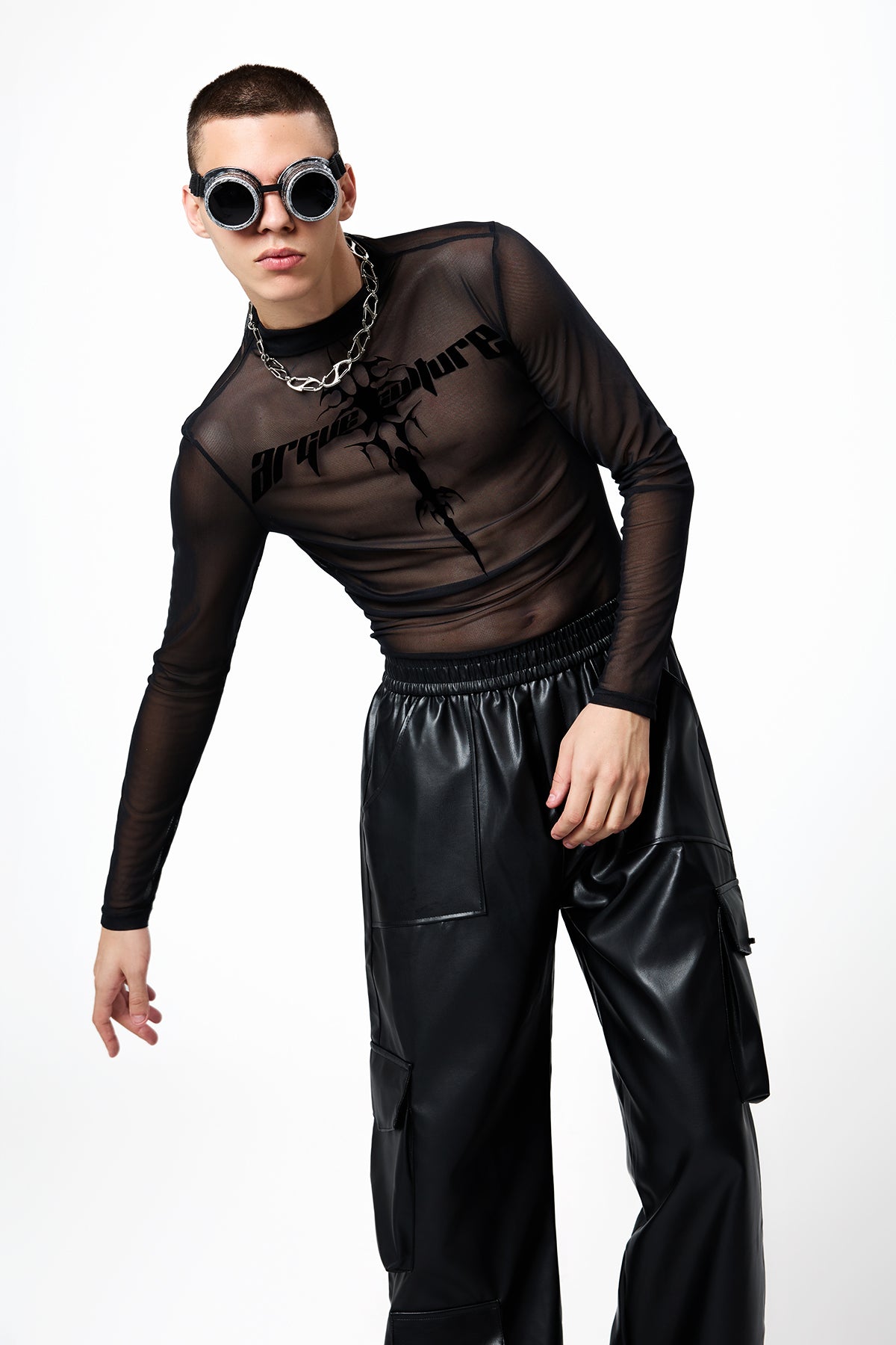 Subtle Screen Long Sleeve Gothic Mesh Top