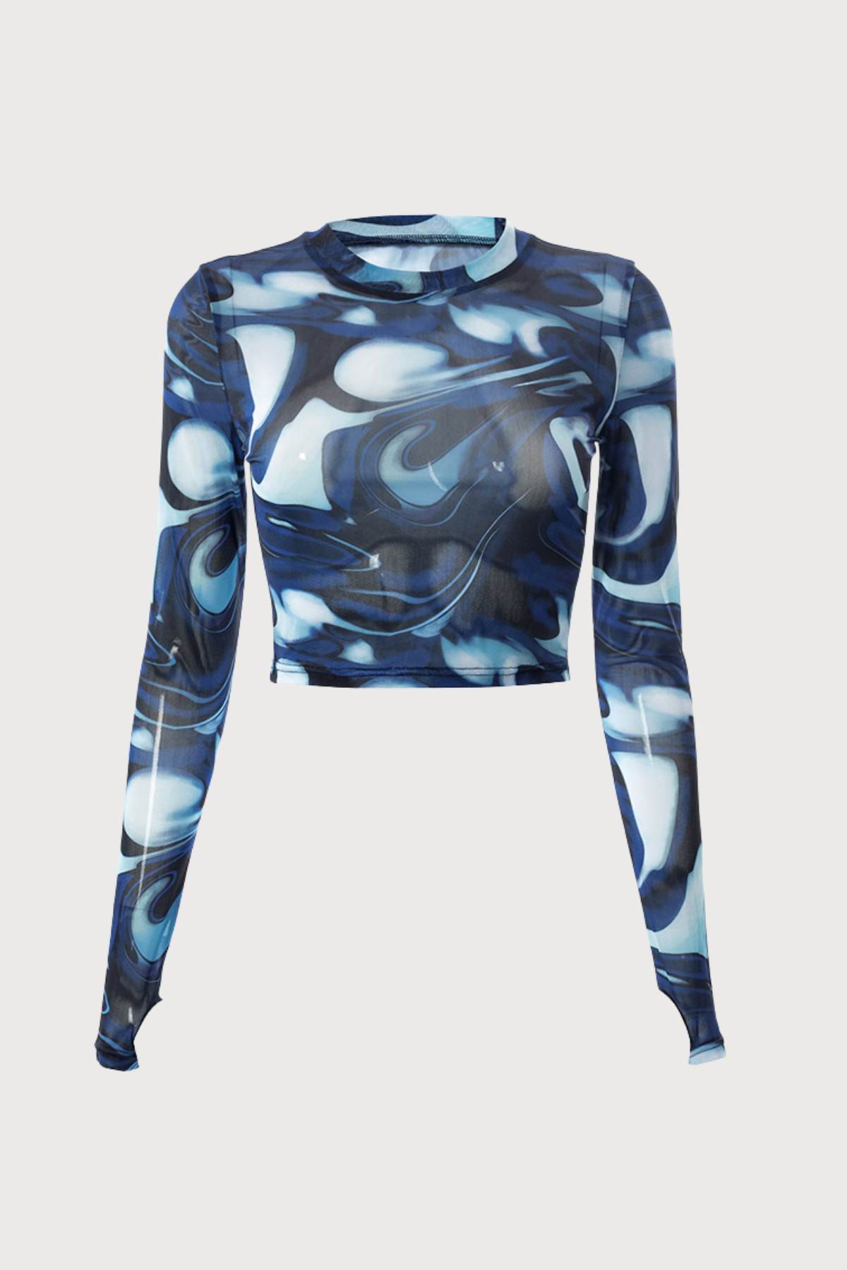 Sway Line Print Mesh Crop Top