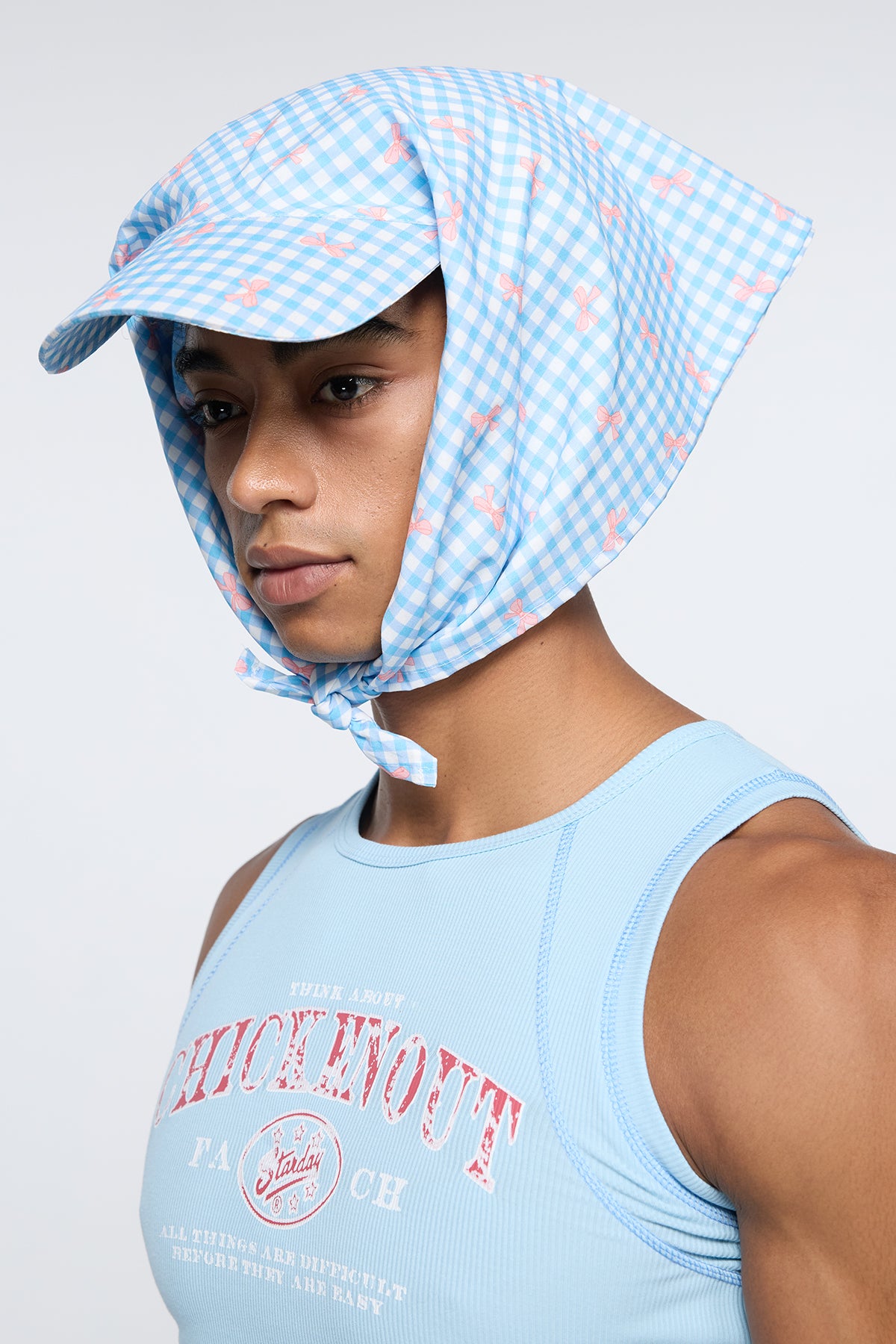Synthetic Love Plaid Head Scarf