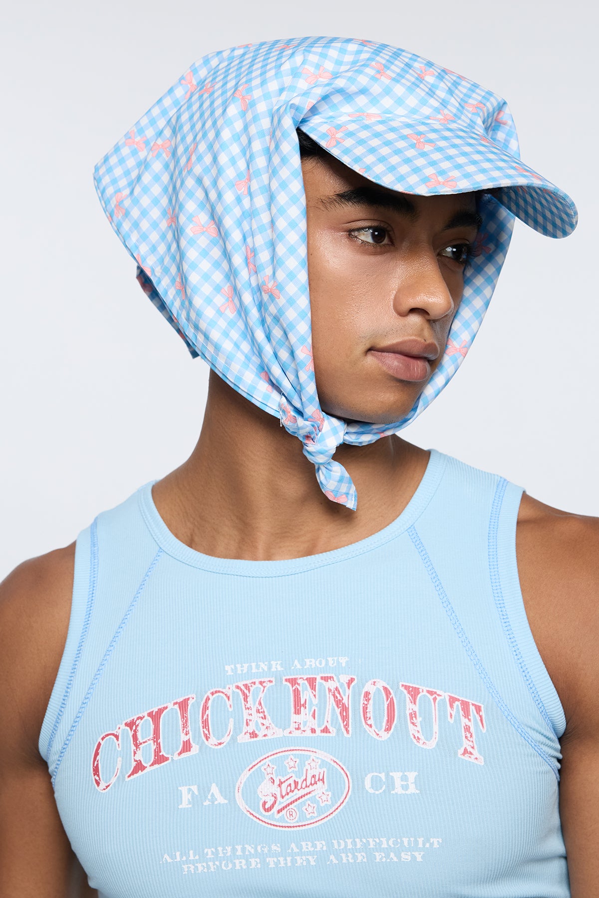 Synthetic Love Plaid Head Scarf