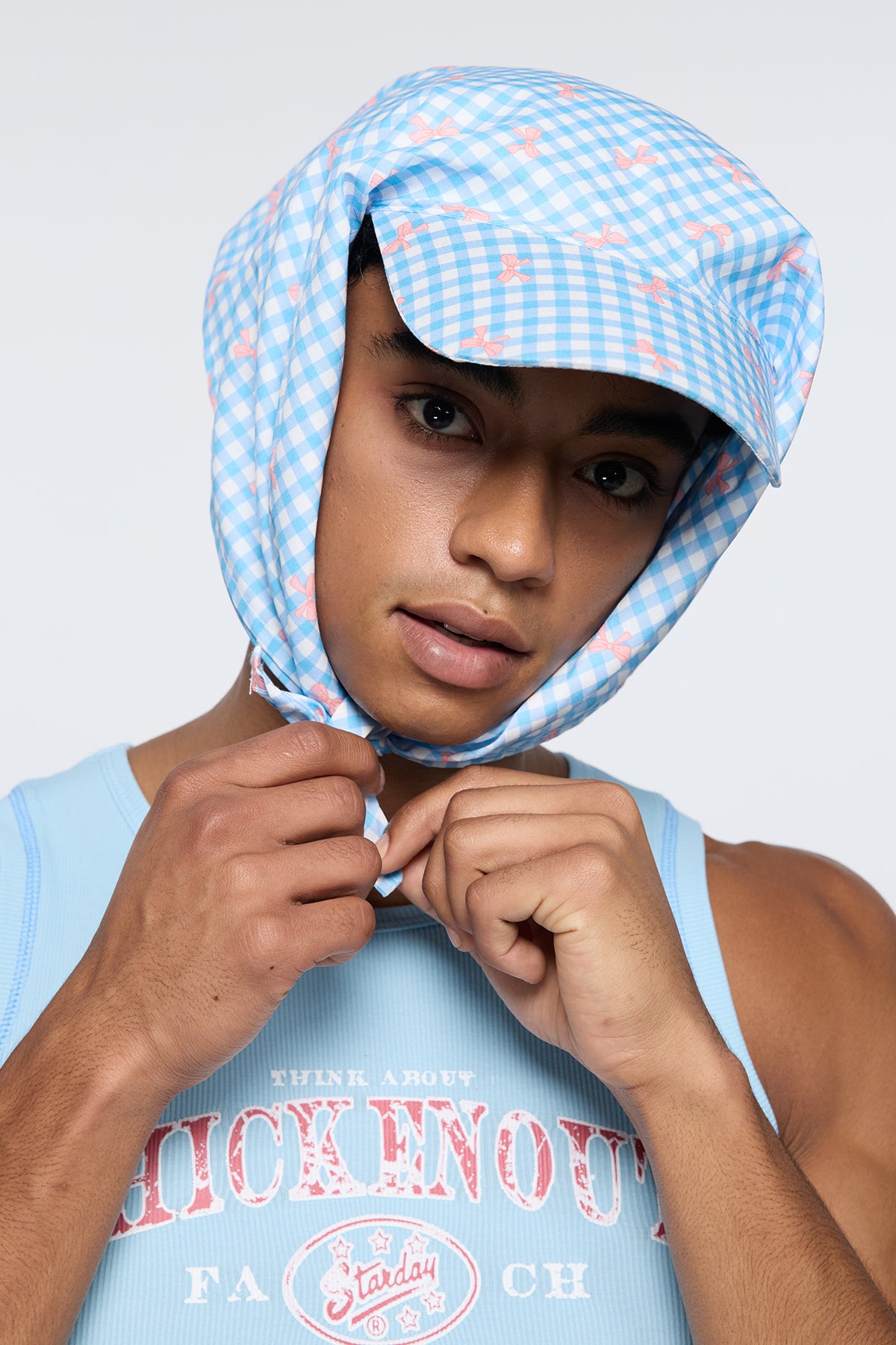 Synthetic Love Plaid Head Scarf