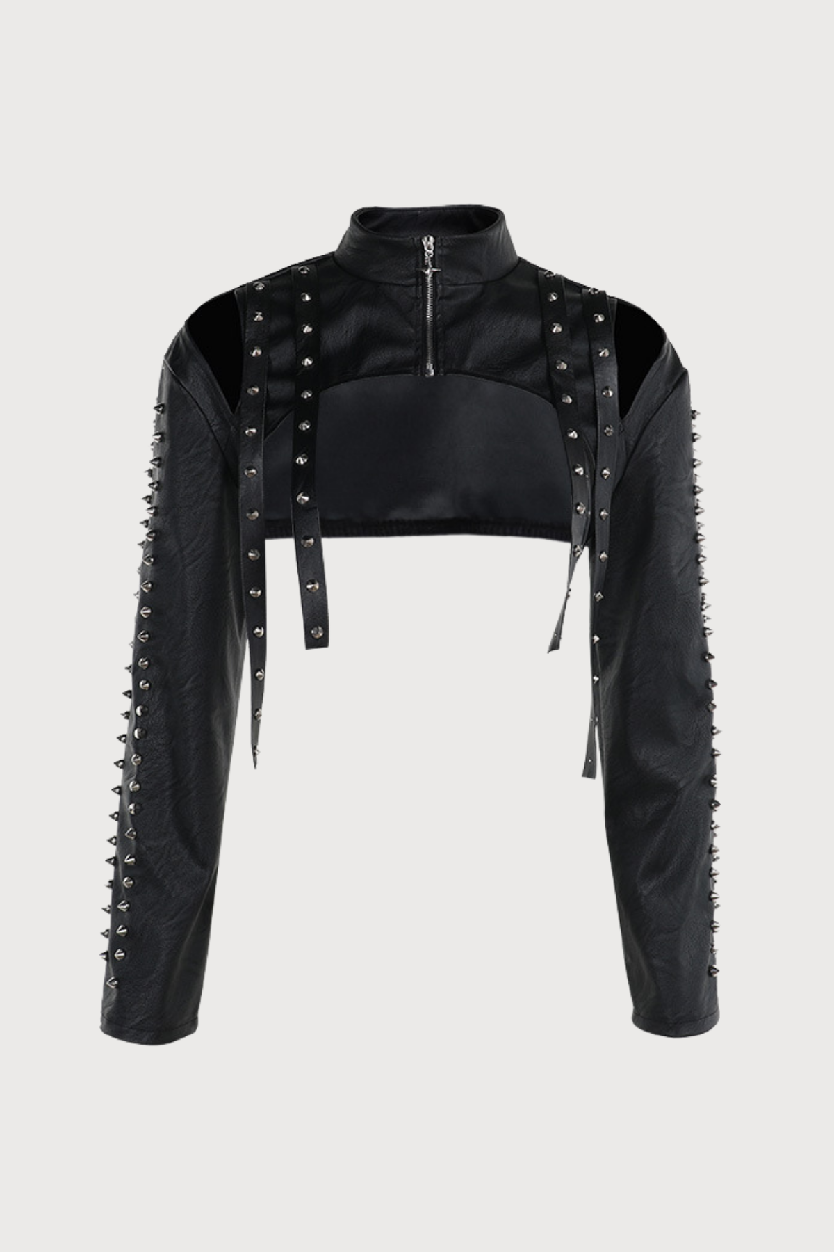 Synthetik Form Rivet Leather Long Sleeve Top