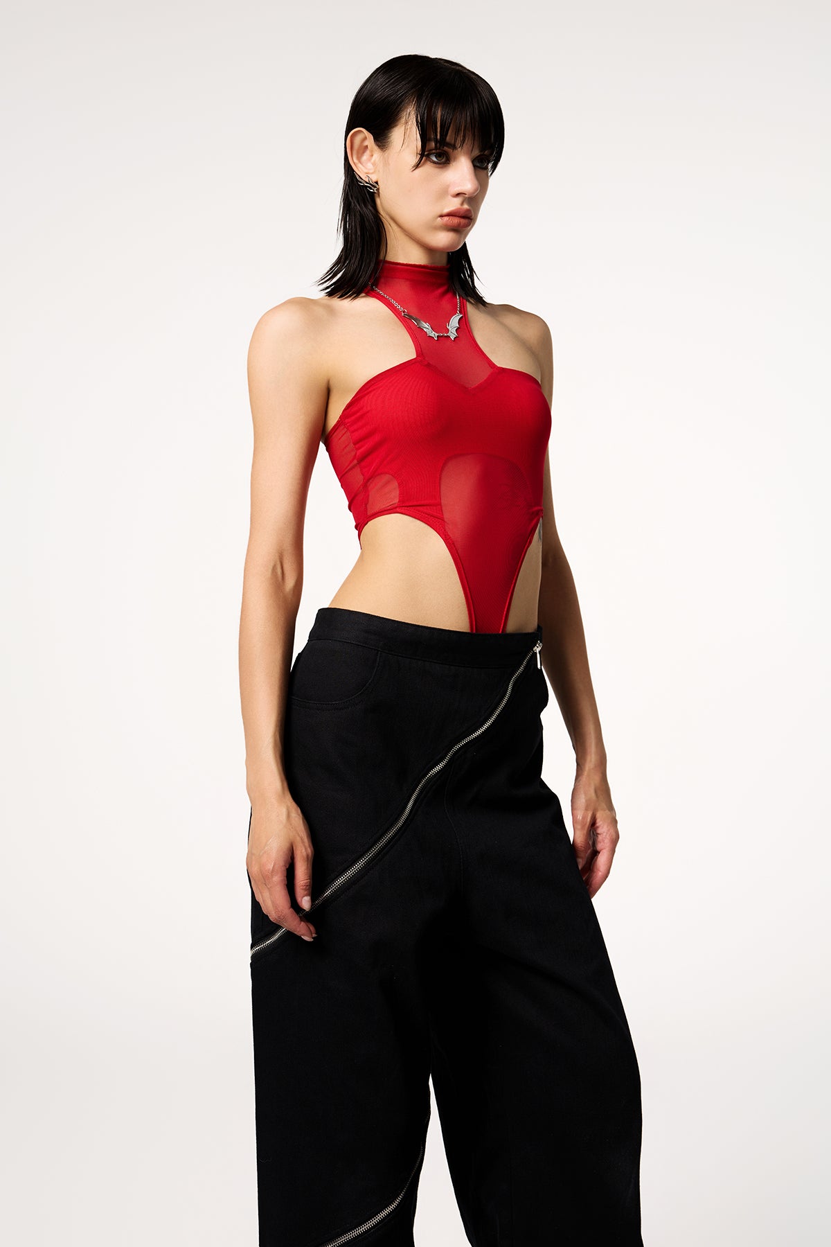 Temptation Tongue Mesh High Neck Bodysuit