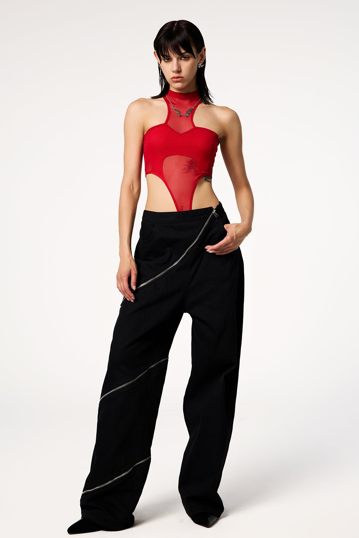 Temptation Tongue Mesh High Neck Bodysuit