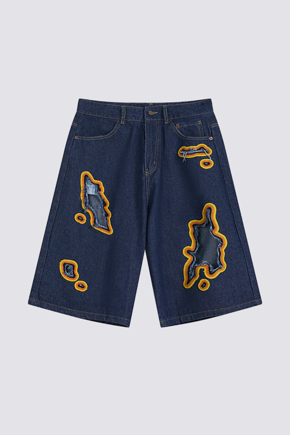 Thin Armor Ripped Denim Shorts Blue