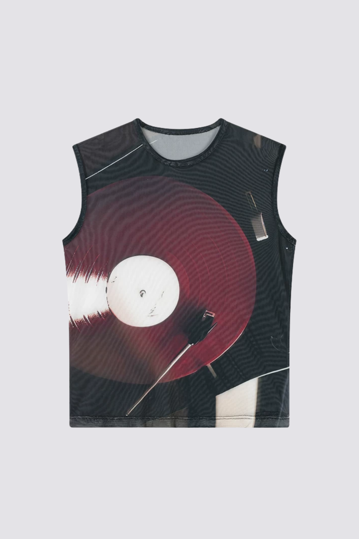 Thin Mark Mesh Print Sleeveless Top