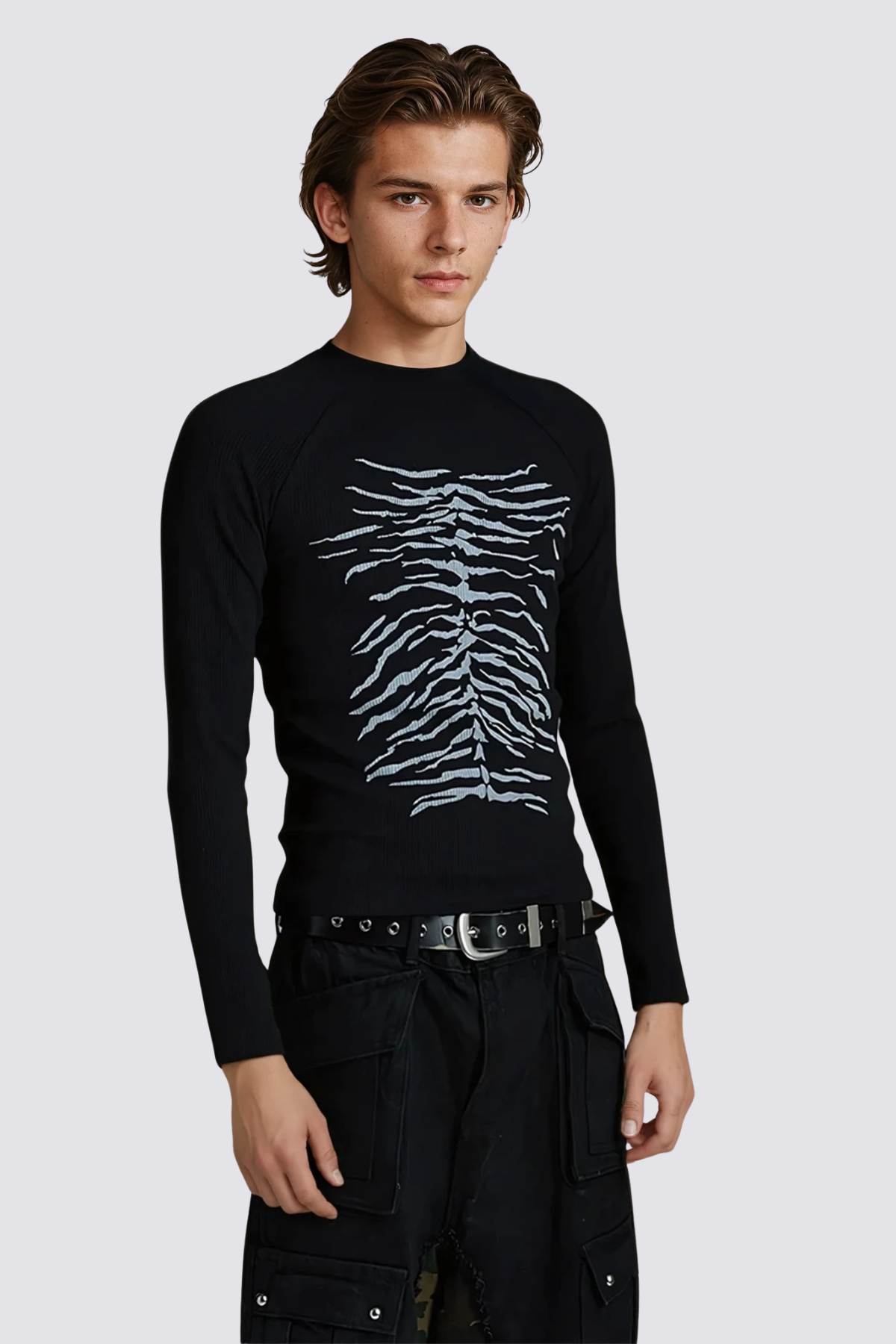 Thin Trace Long Sleeve Top Black