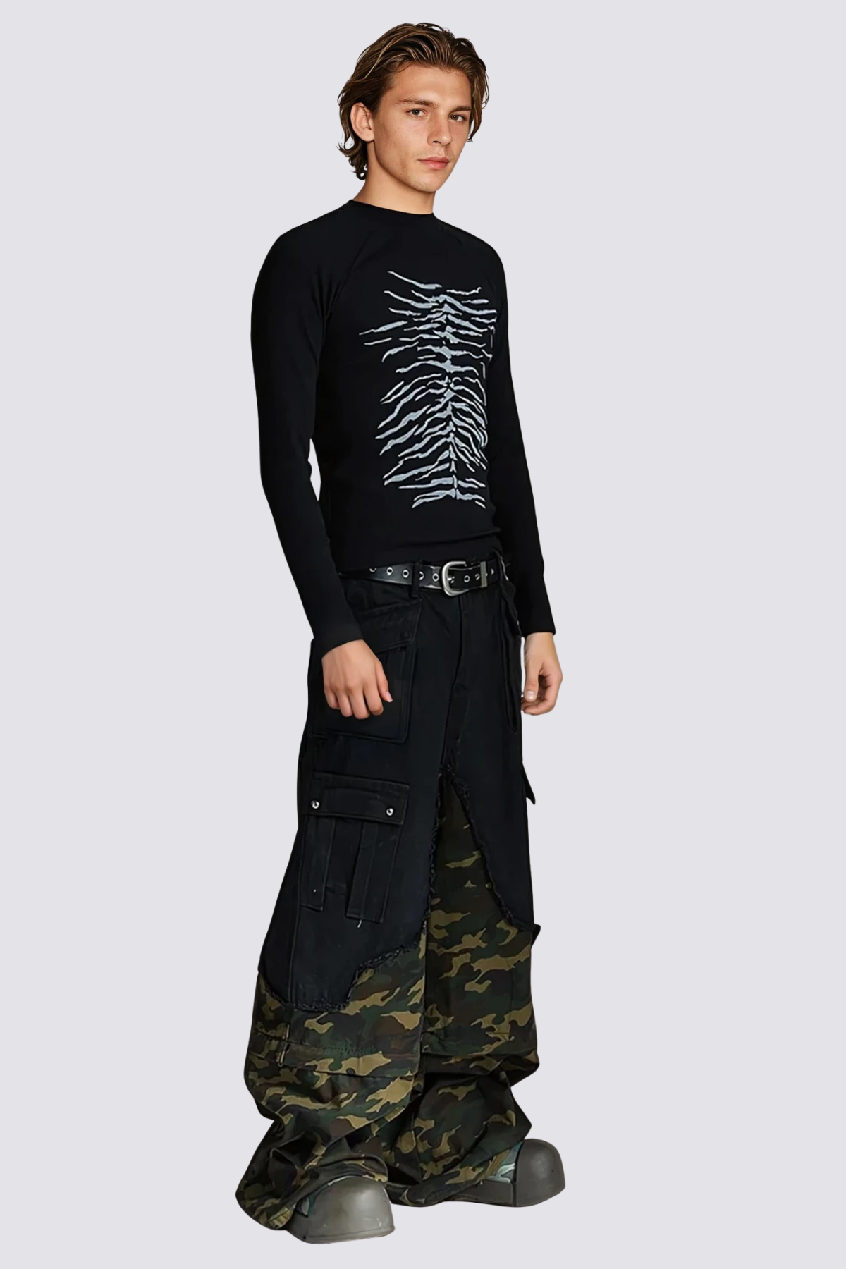 Thin Trace Long Sleeve Top Black