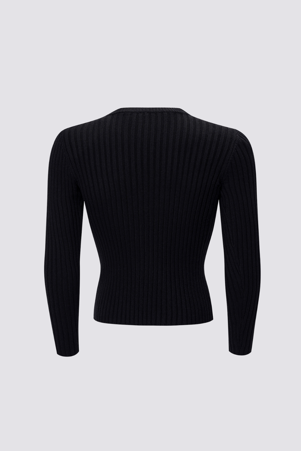 Thread Flex Striped Knit Long Sleeve Top Black