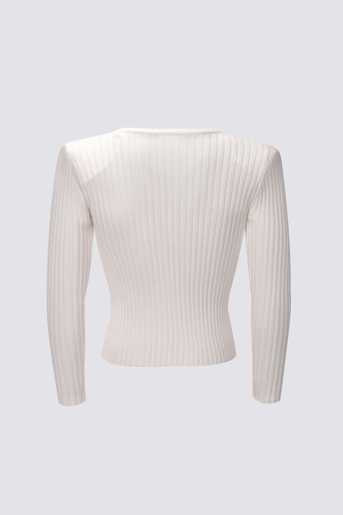 Thread Flex Striped Knit Long Sleeve Top White