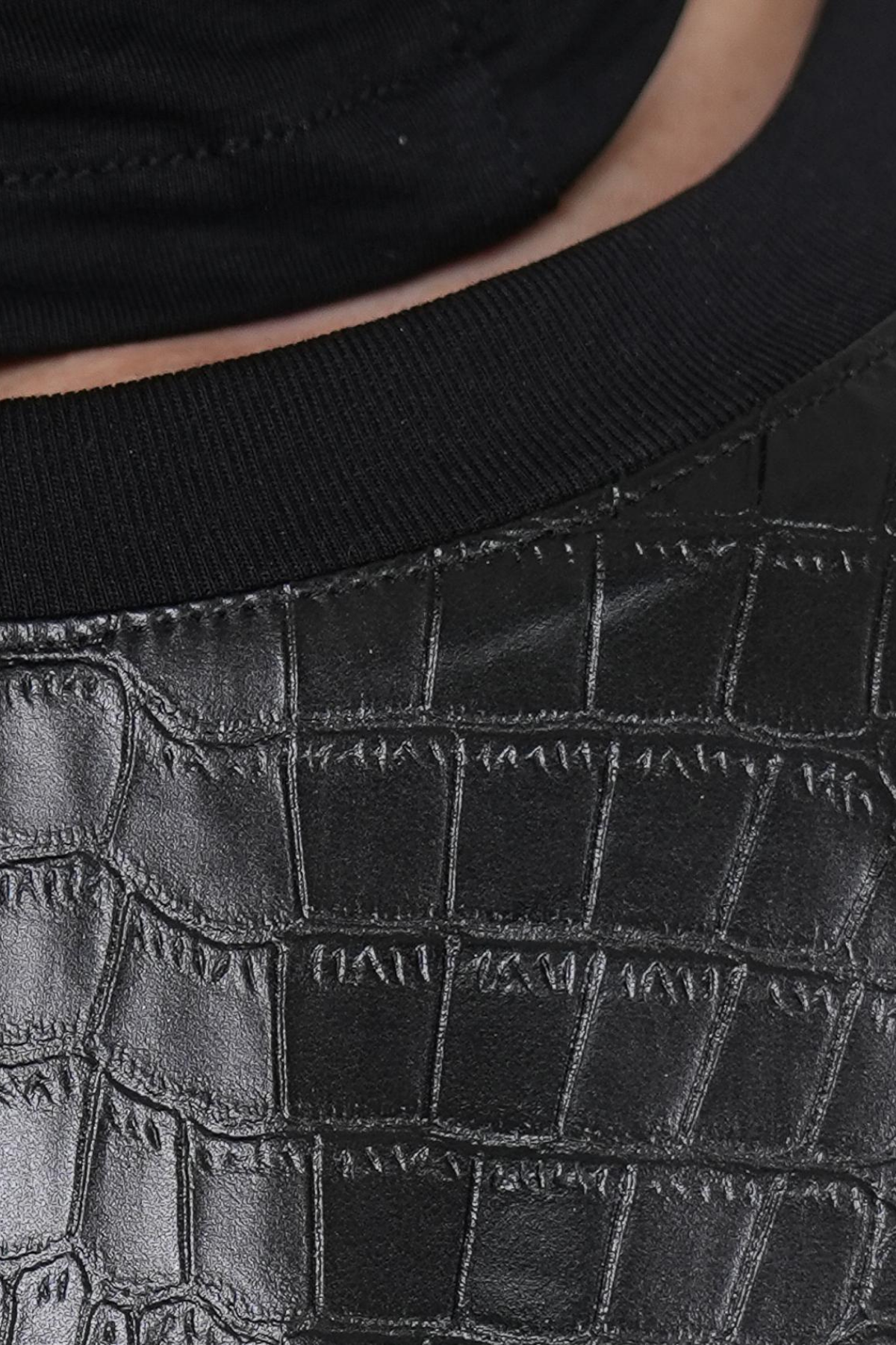 Tight Harness Paneled Cutout Top Black