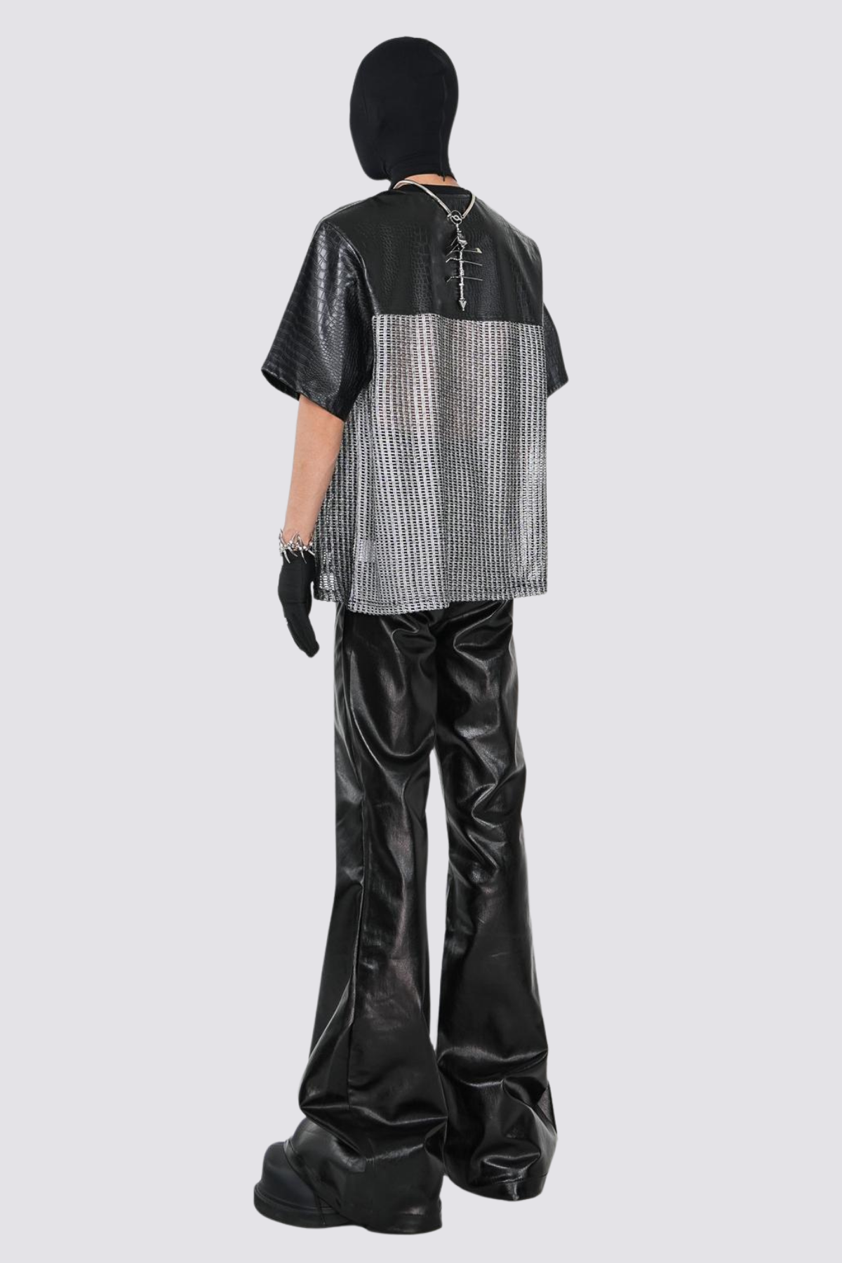 Tight Harness Paneled Cutout Top Black