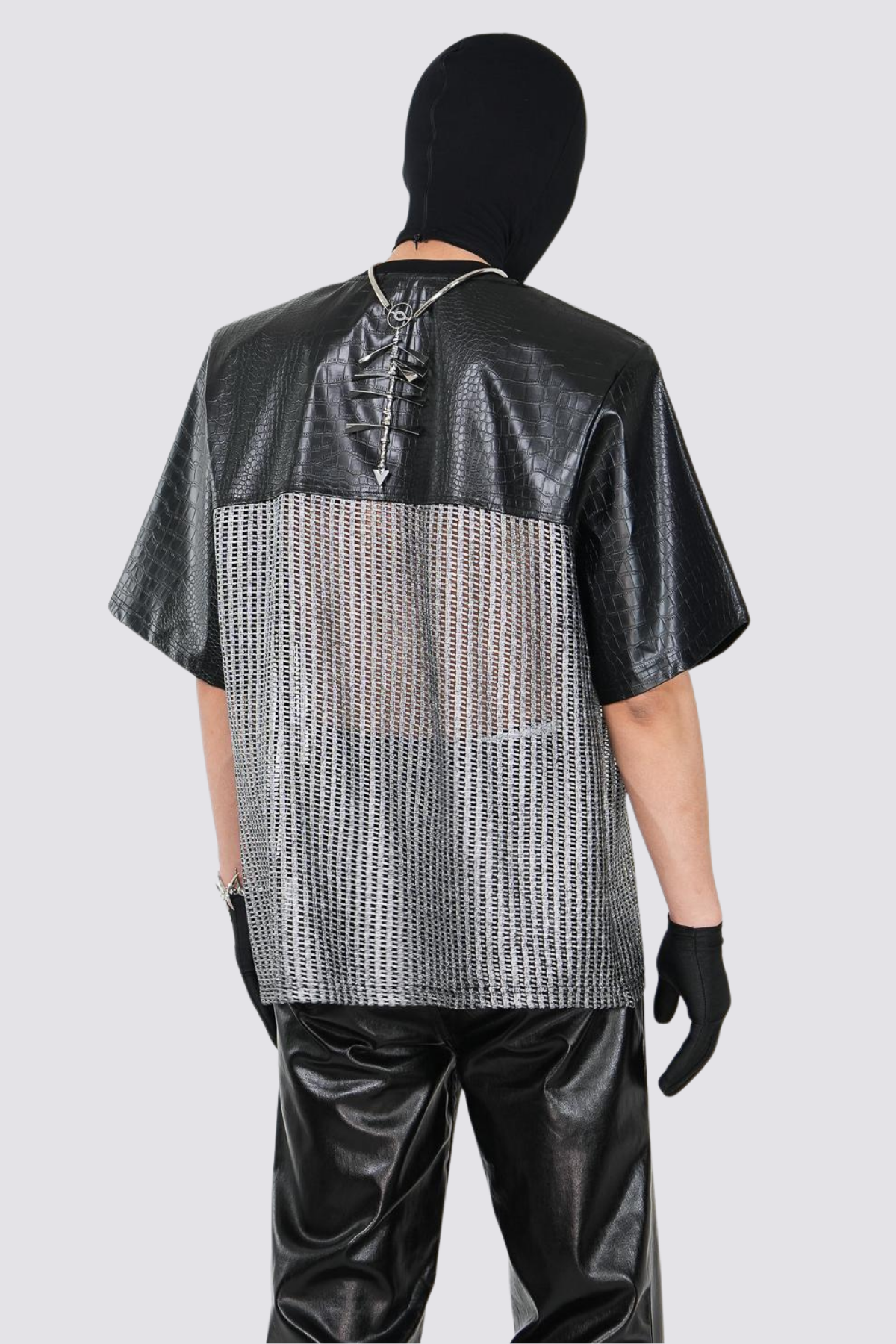 Tight Harness Paneled Cutout Top Black