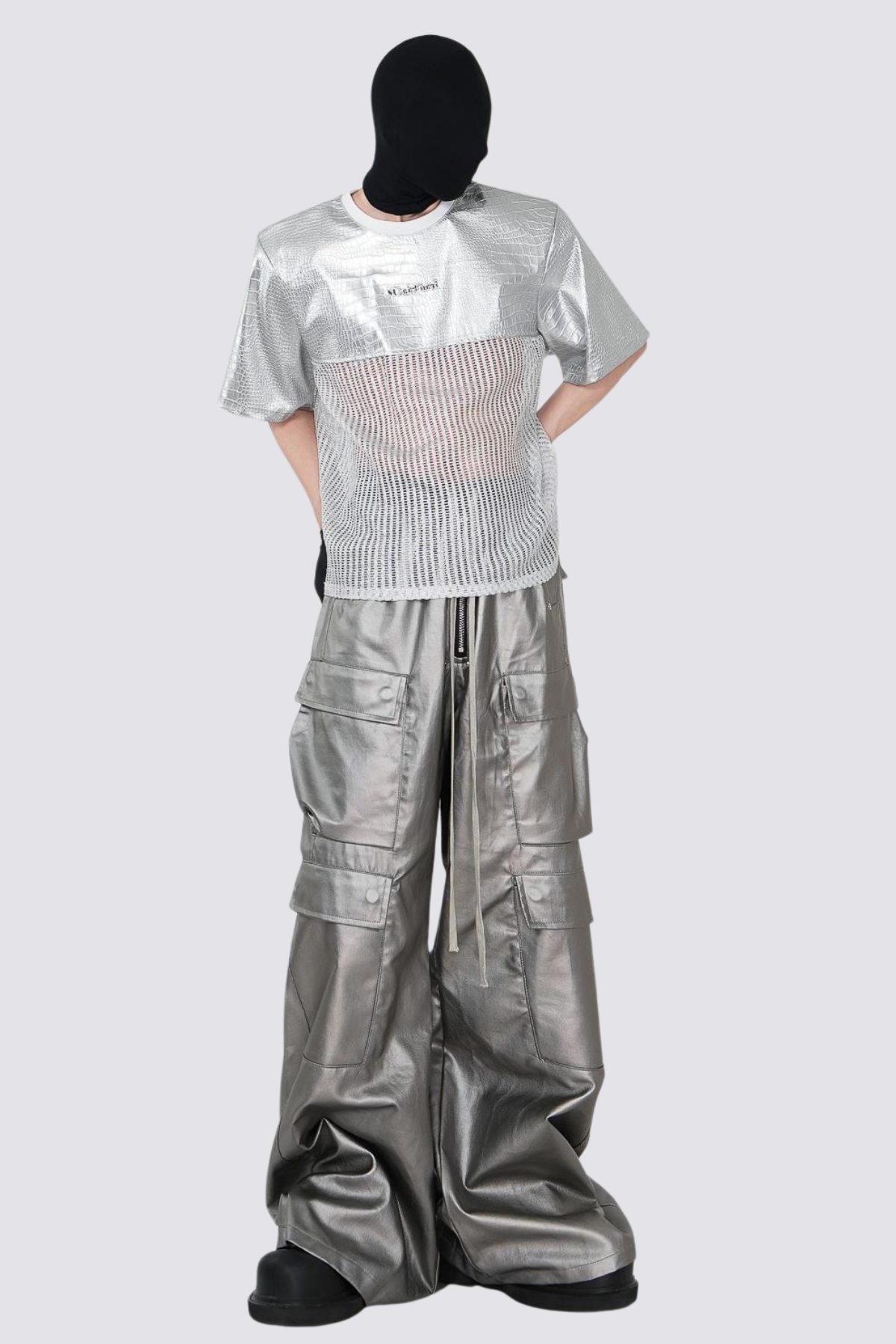 Tight Harness Paneled Cutout Top Silver