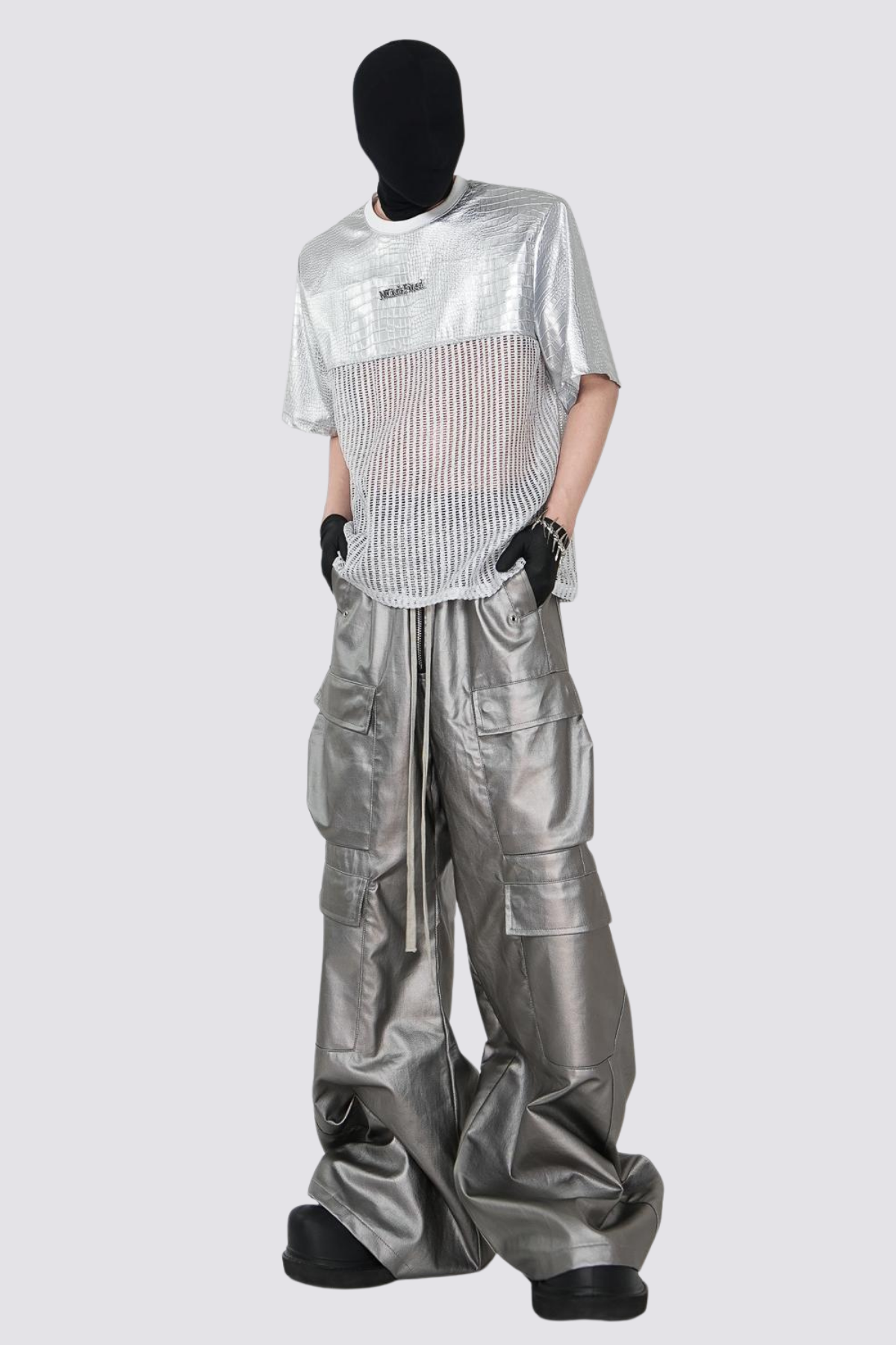 Tight Harness Paneled Cutout Top Silver