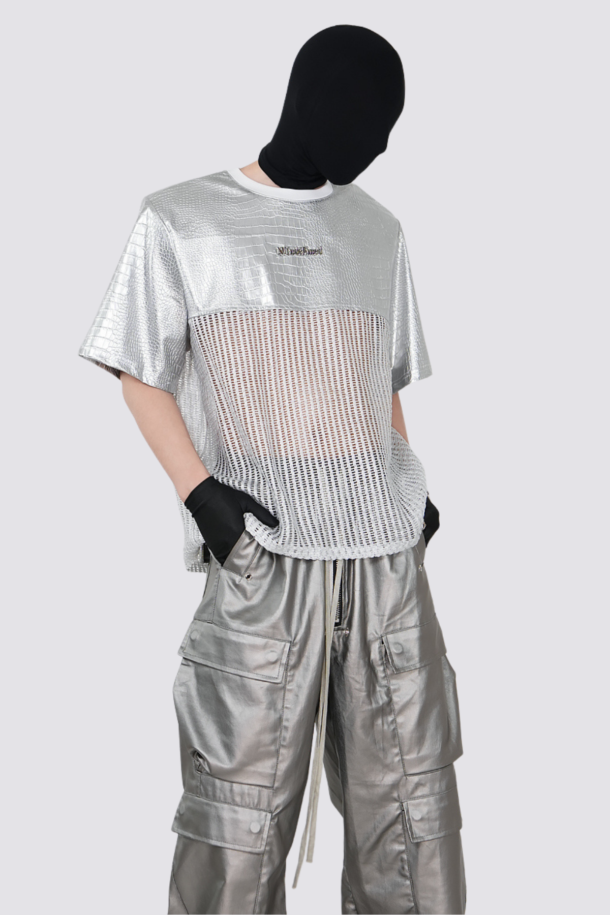 Tight Harness Paneled Cutout Top Silver