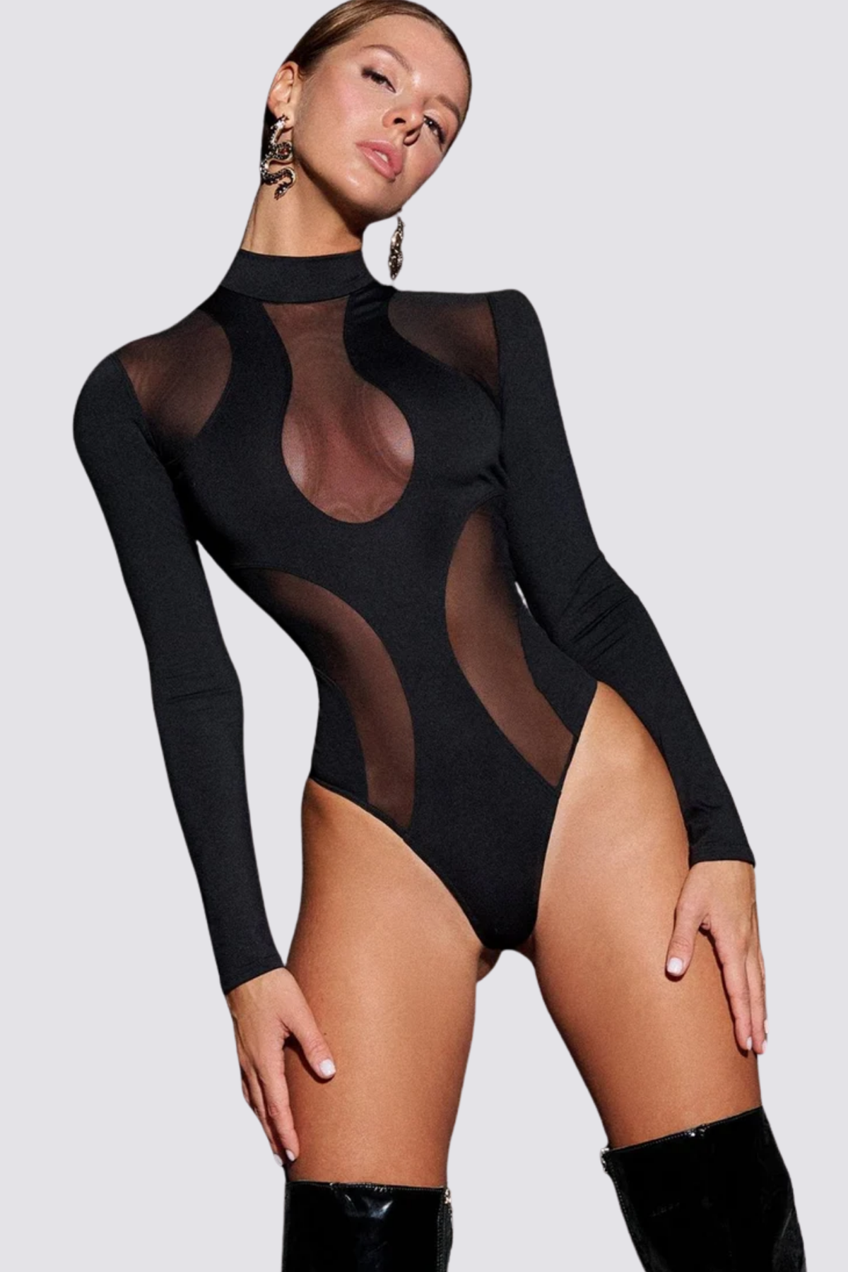 Tight Hold Mesh Long Sleeve Bodysuit