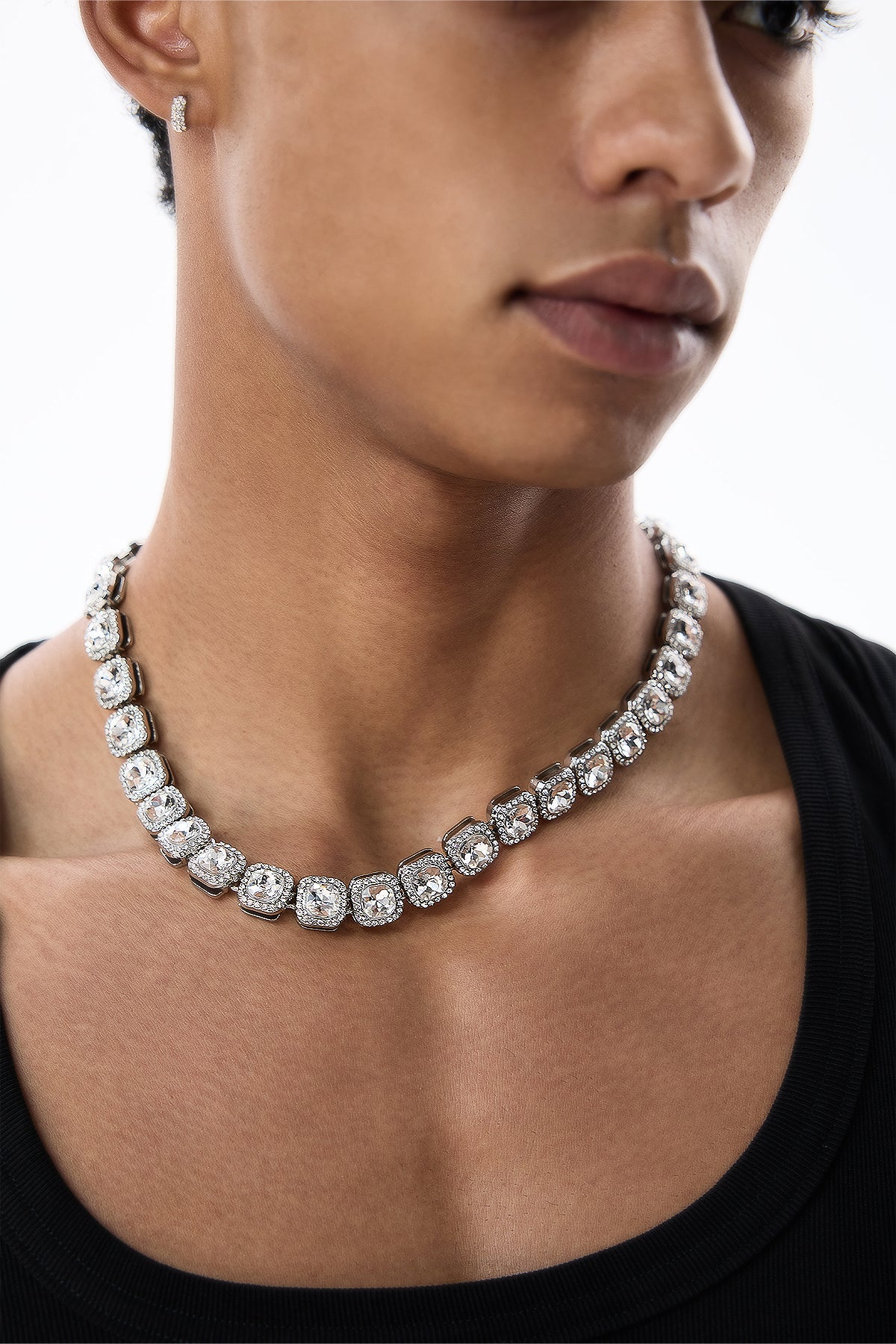 Titanium Veil Rhinestone Necklace