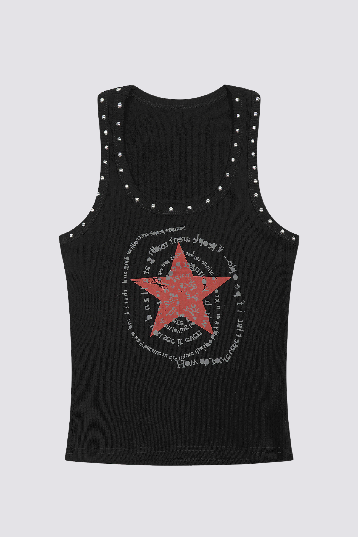 Tone Sketch Star Print Sleeveless Top Black
