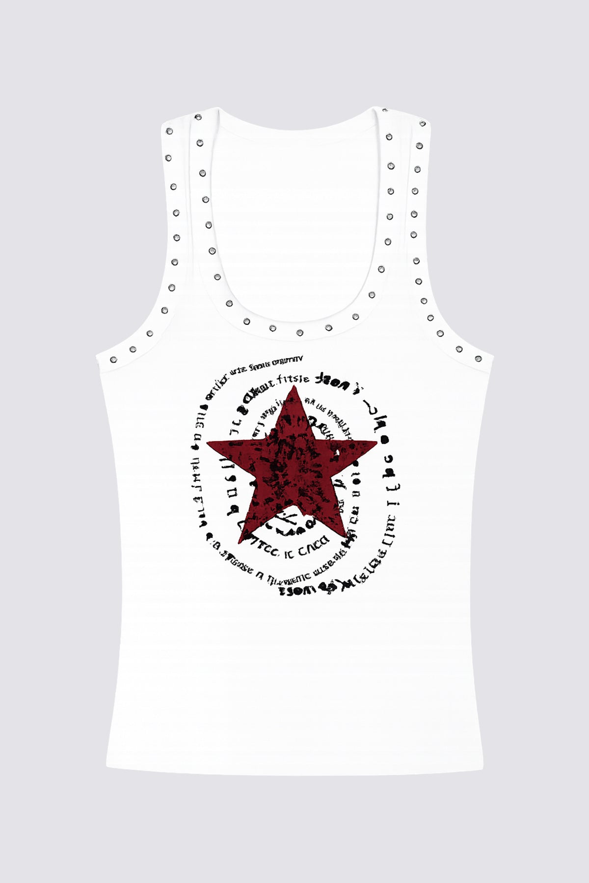 Tone Sketch Star Print Sleeveless Top White