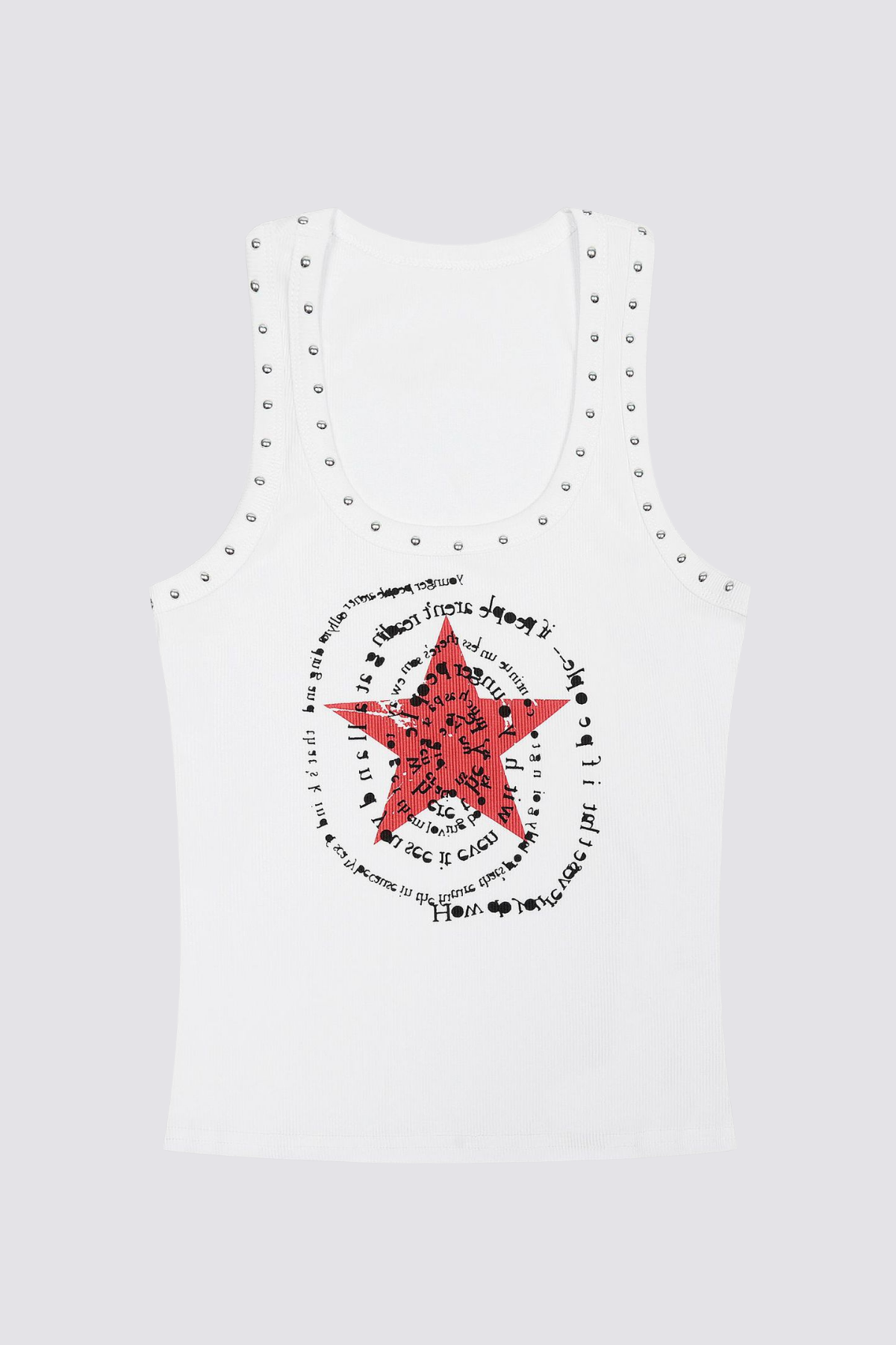 Tone Sketch Star Print Sleeveless Top White