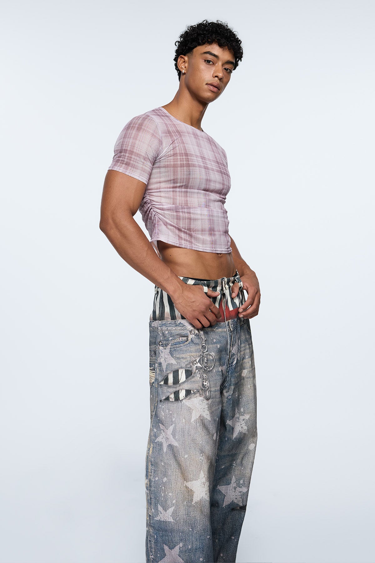 Torso Void Plaid Print Crop Top