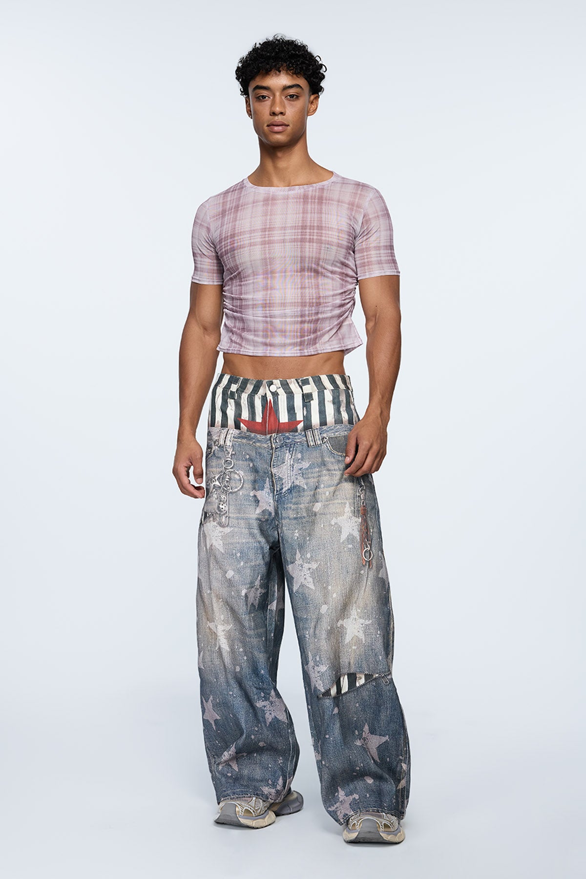 Torso Void Plaid Print Crop Top