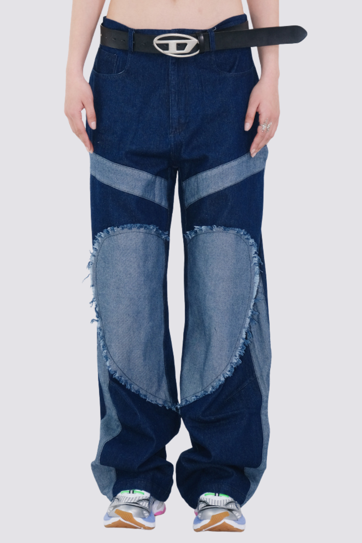 Toxic Indigo Patchwork Straight Jeans