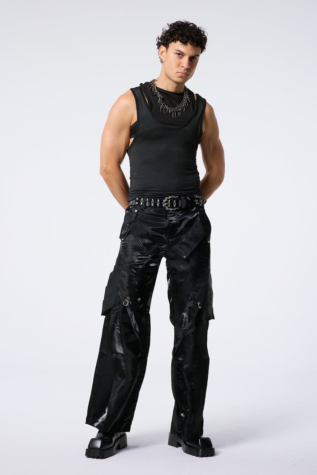 Tunnel Fade Sleeveless Top Set Black