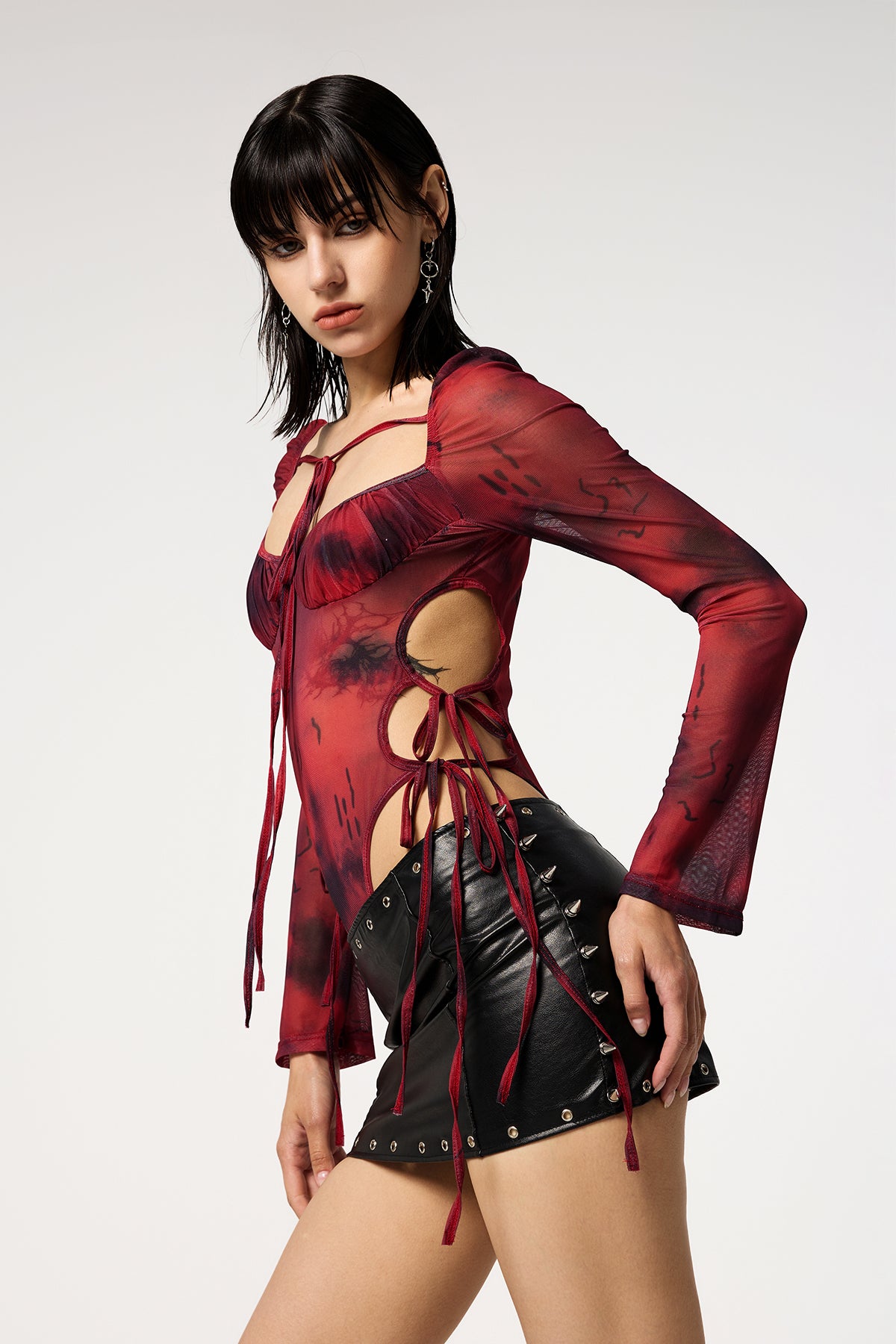 Twin Angel Dye Cutout Long Sleeve Bodysuit