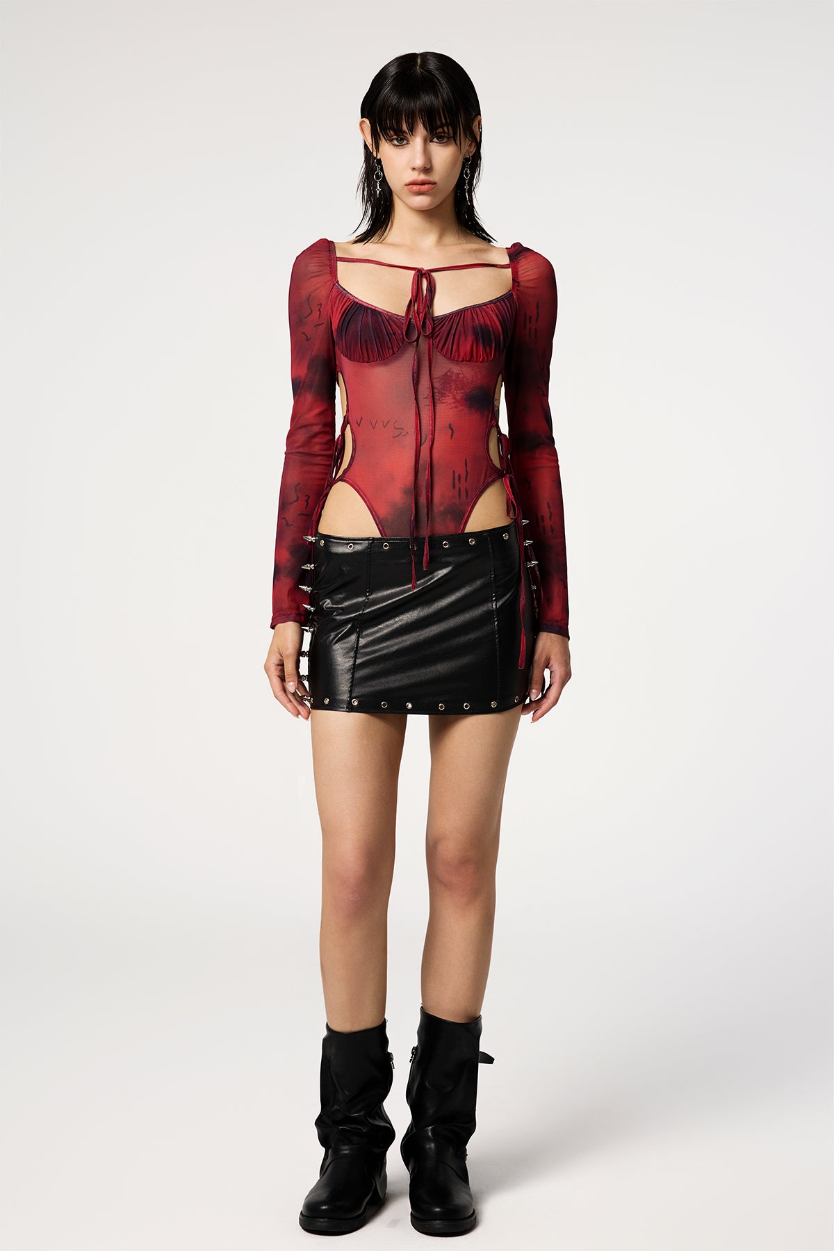 Twin Angel Dye Cutout Long Sleeve Bodysuit