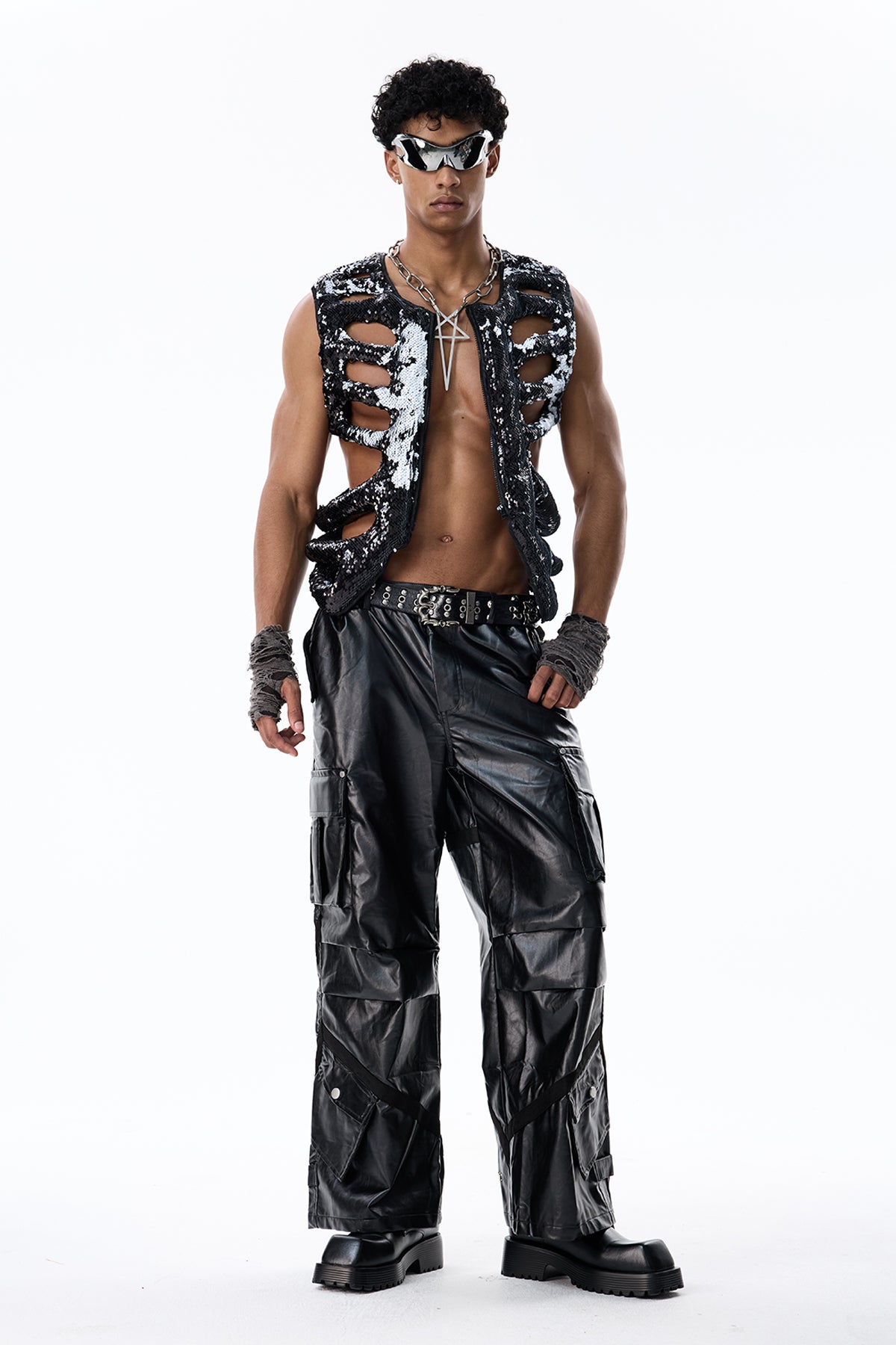 Twinkle Rock Cutout Sequin Vest