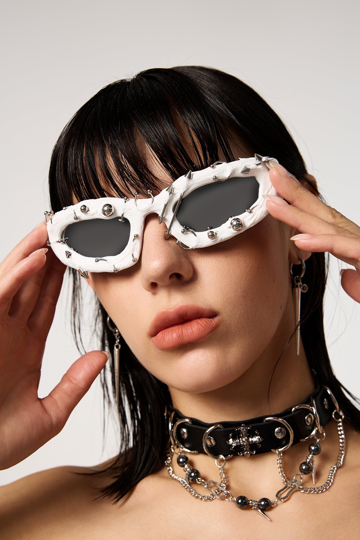 UV Cover Rivet Sunglasses White