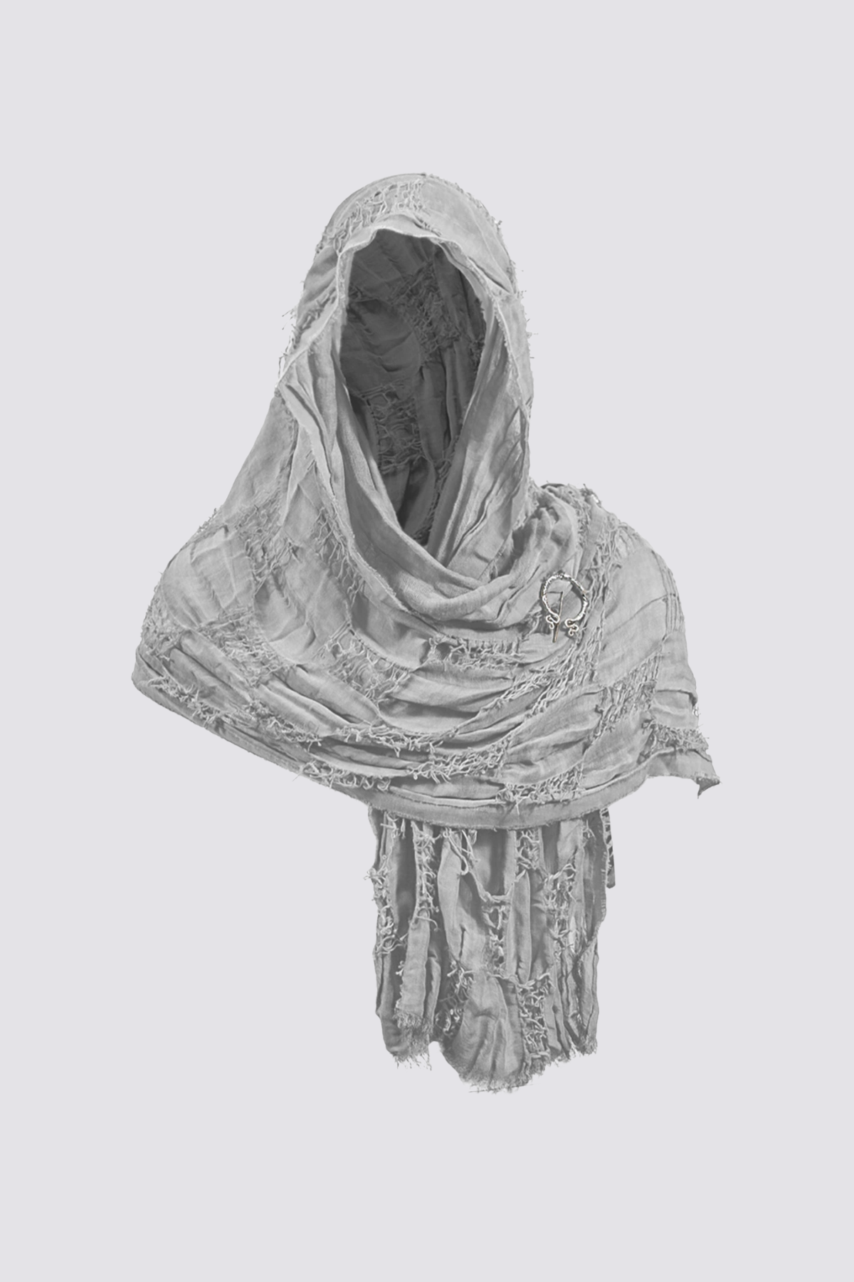 Unmarked Night Distressed Hooded Scarf Set Brown
