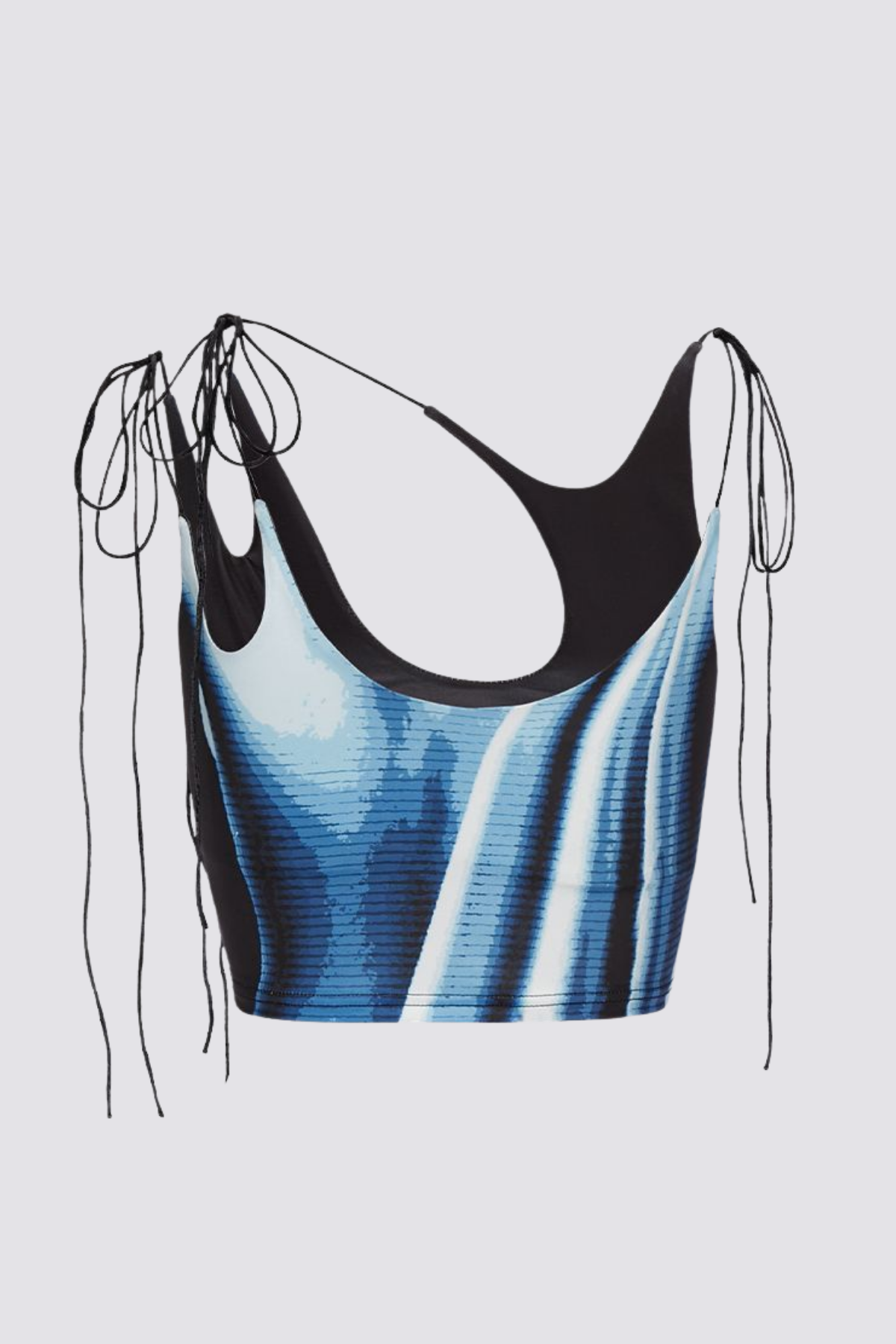 Urban Float Print Lace Up Cutout Crop Top