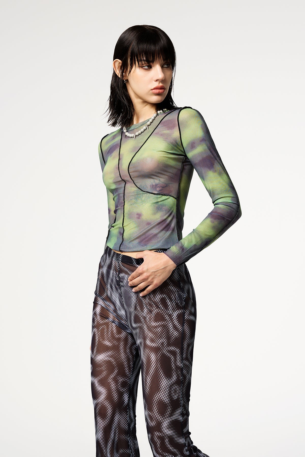 Urban Flow Bootcut High Rise Water Ripples Mesh Pants