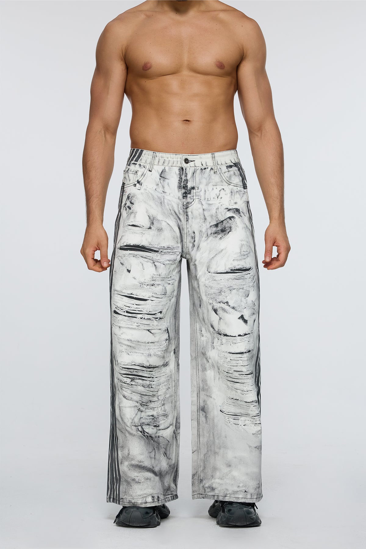 Urban Twill Ripped Wide Leg Jeans