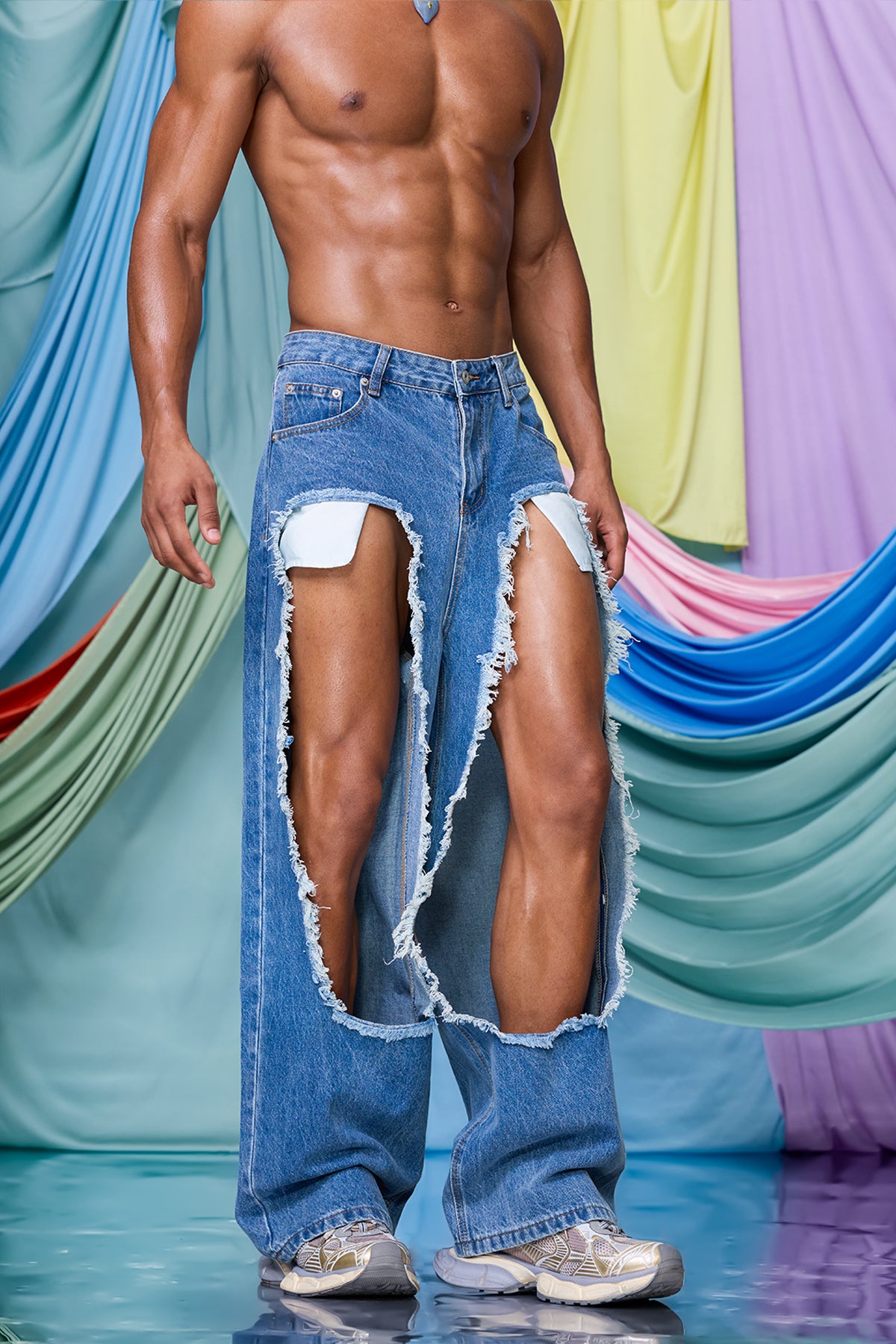 Urban Warp Cutout Wide Leg Jeans