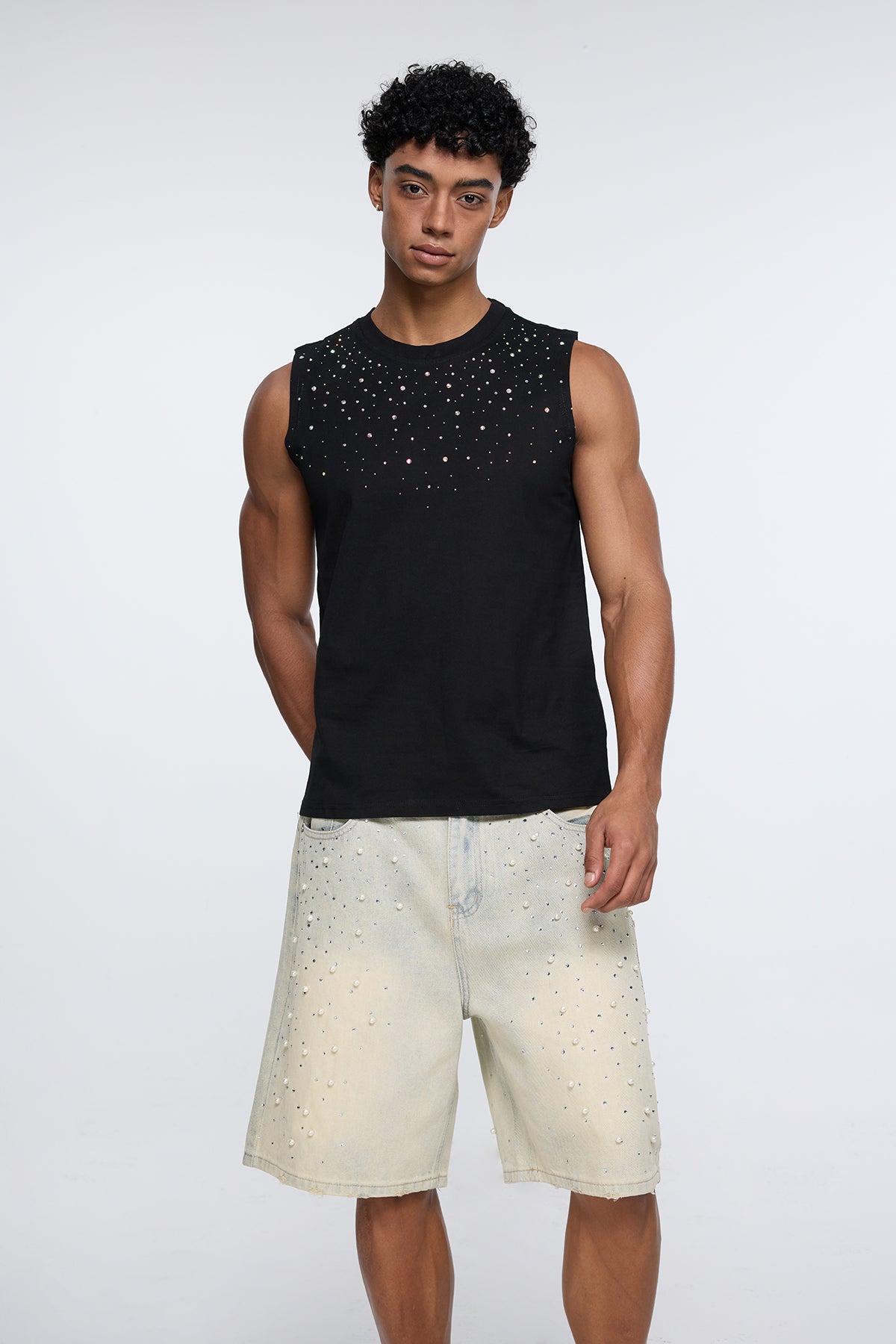 Vector Gem Rhinestone Sleeveless Top