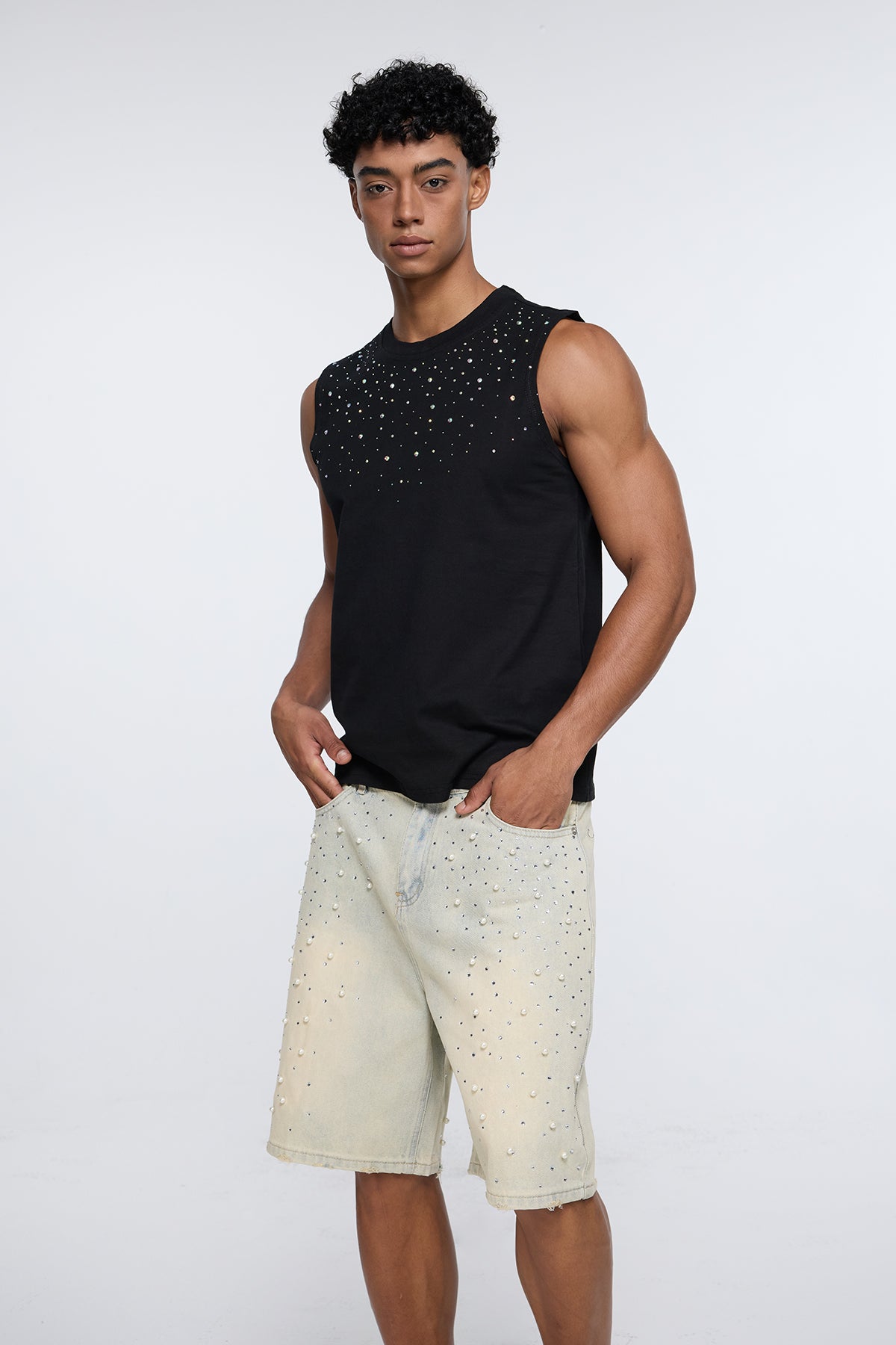 Vector Gem Rhinestone Sleeveless Top