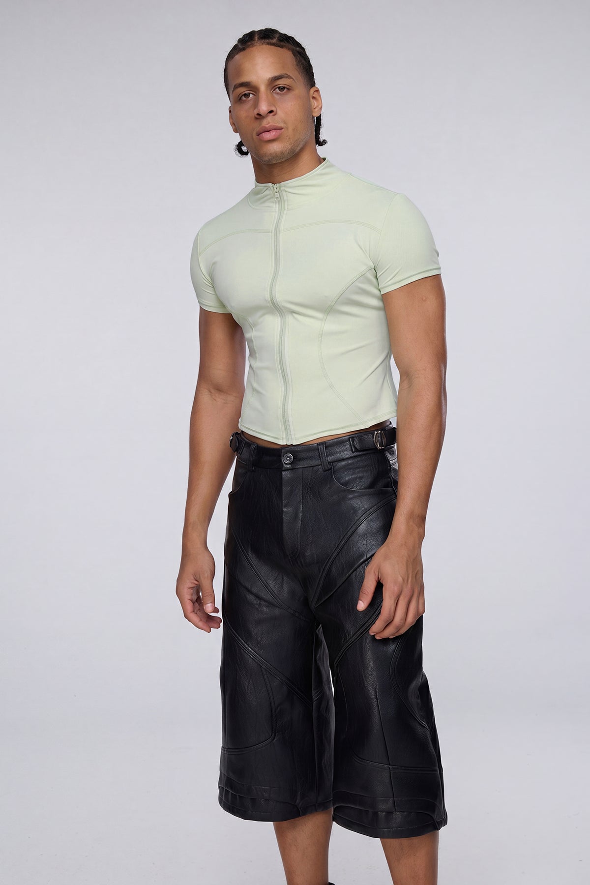 Vector Tier Zipper Short Sleeve Top Green