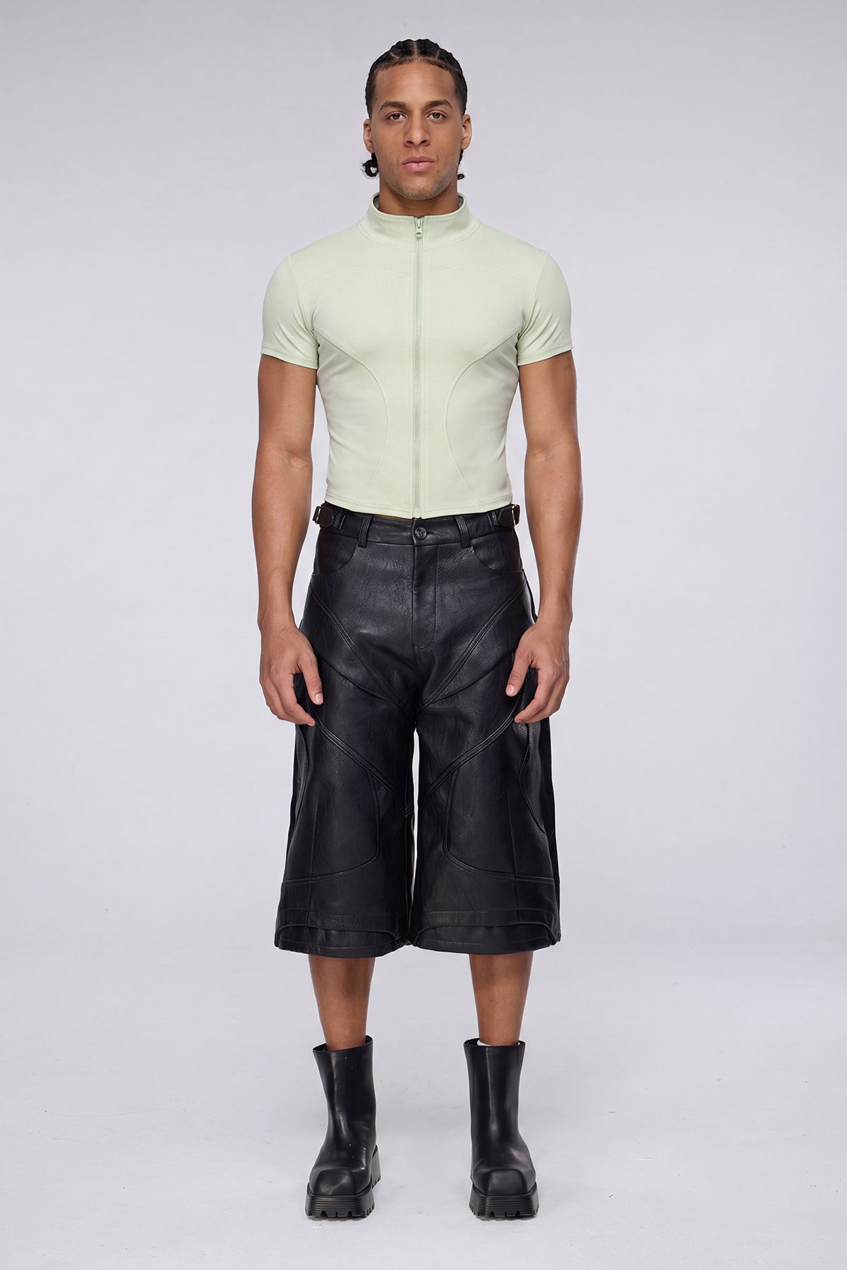Vector Tier Zipper Short Sleeve Top Green