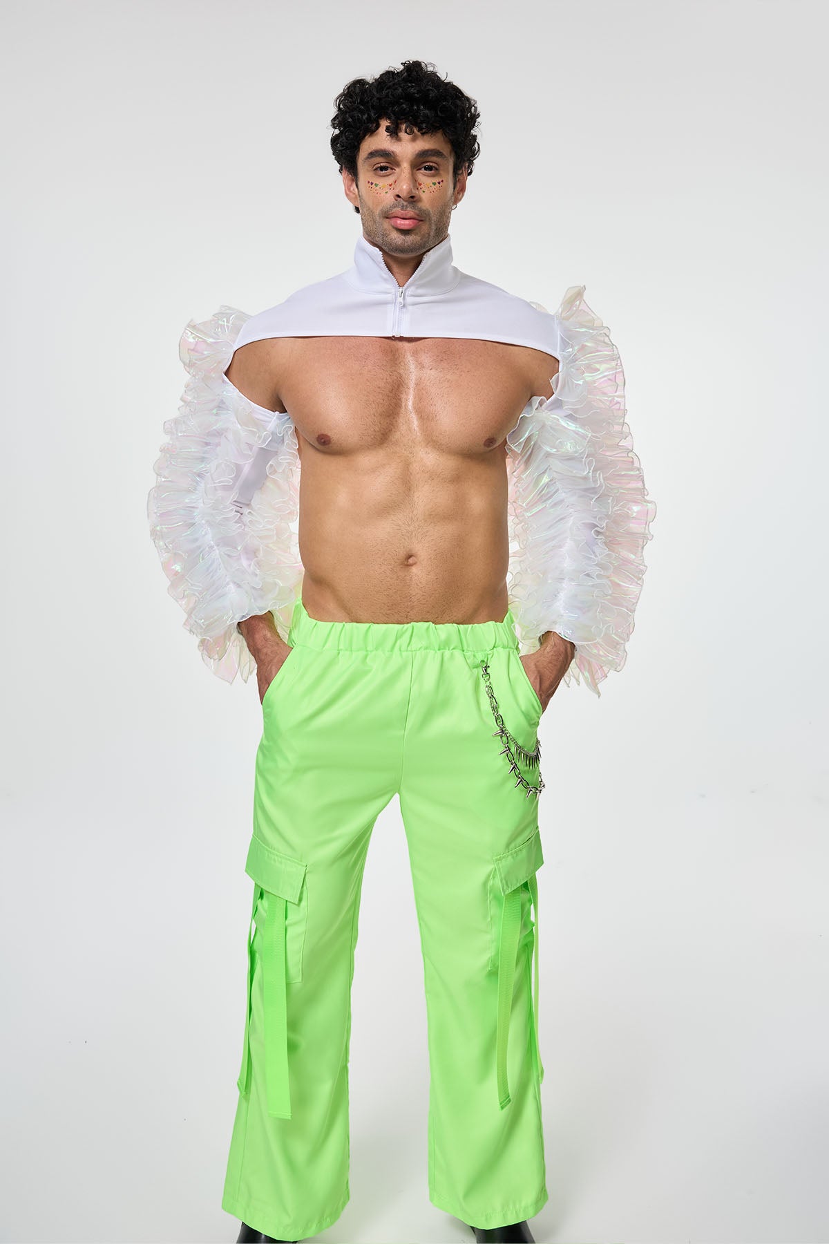 Veil Flow High Neck Tulle Crop Top