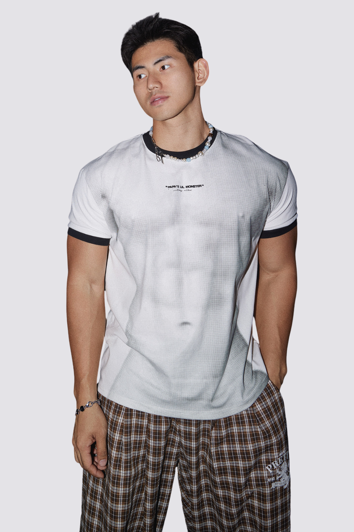 Veil Mark Muscle Print Top White