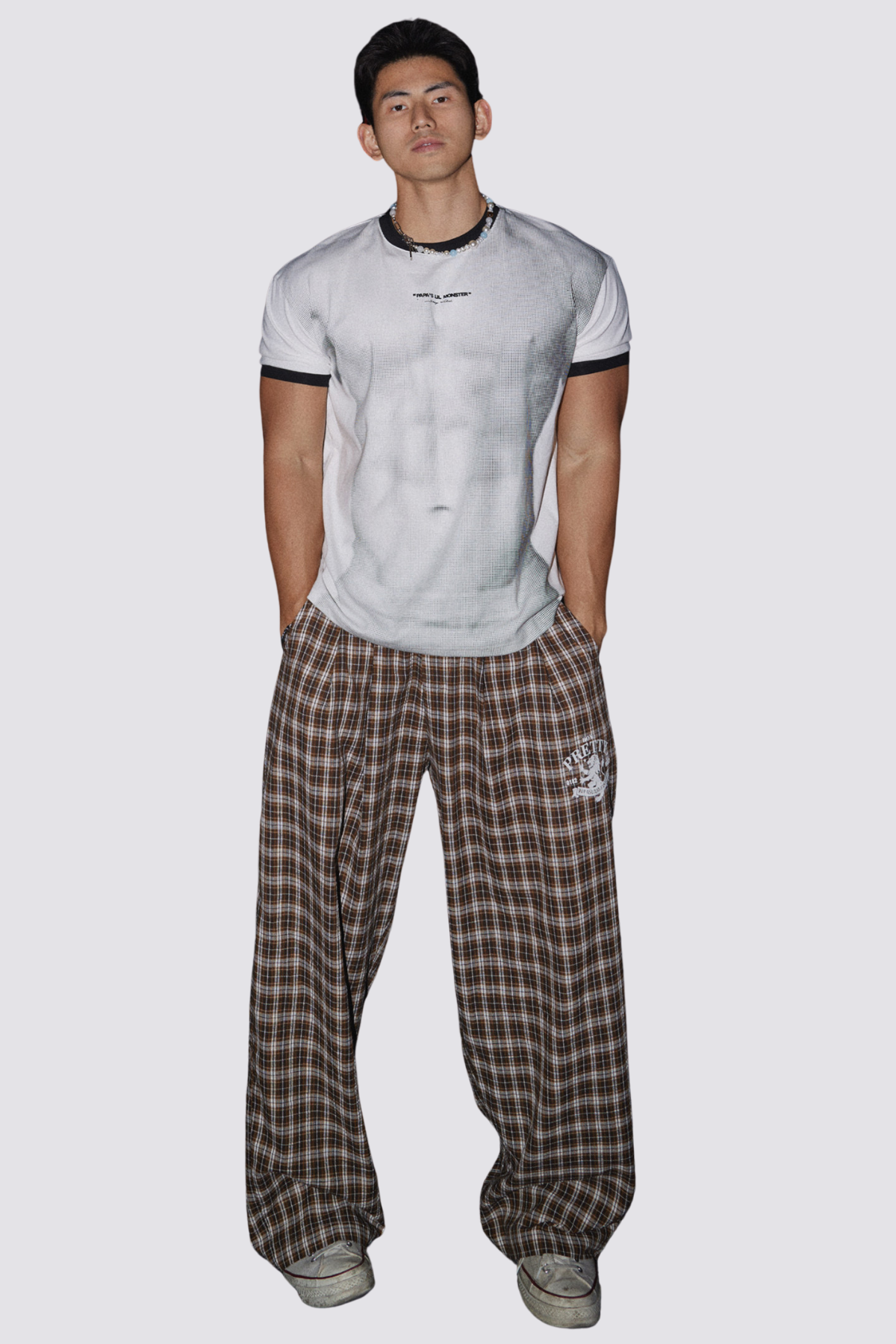 Veil Mark Muscle Print Top White