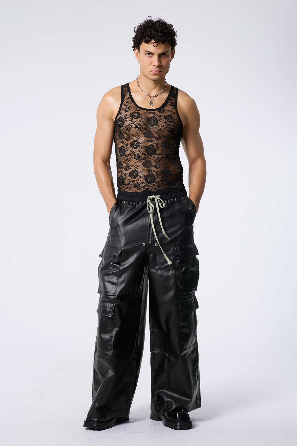 Veil Touch Rose Lace Sleeveless Top