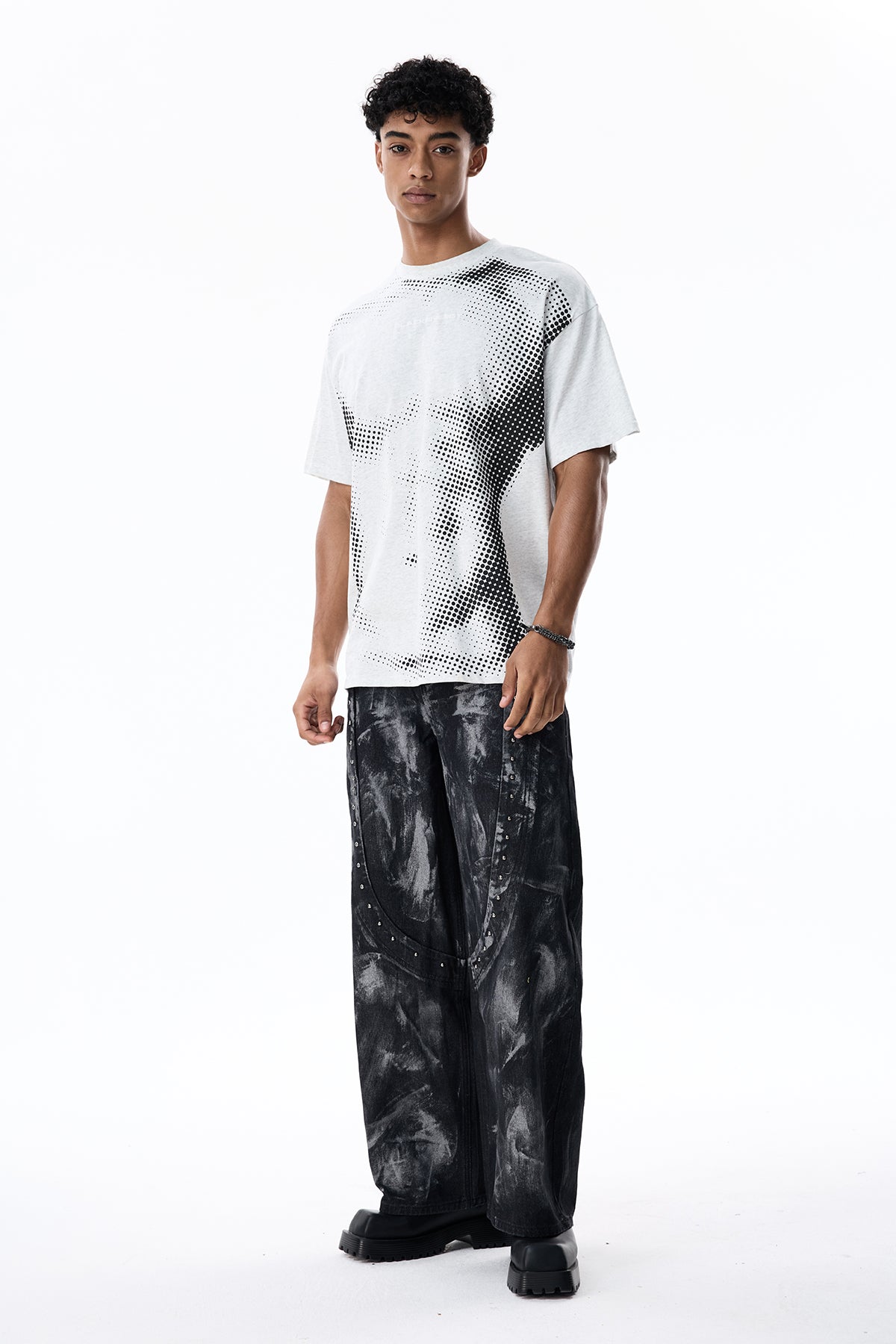 Veil Trace Print Top Grey