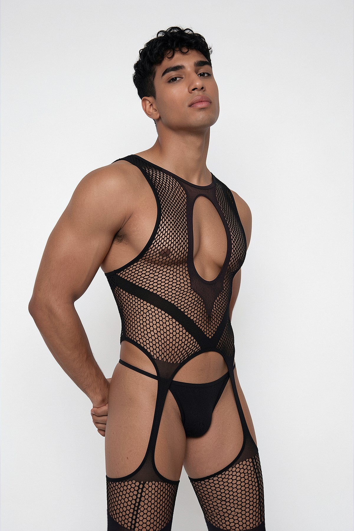 Velvet Haze Fishnet Cutout Jumpsuit
